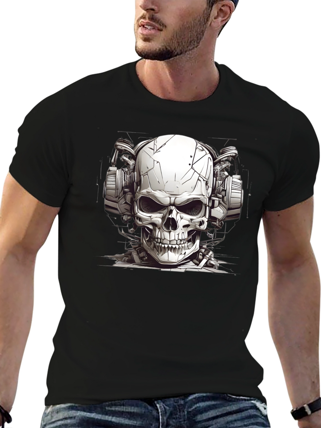 Skull Headphones Graphic Tee - Edgy Style