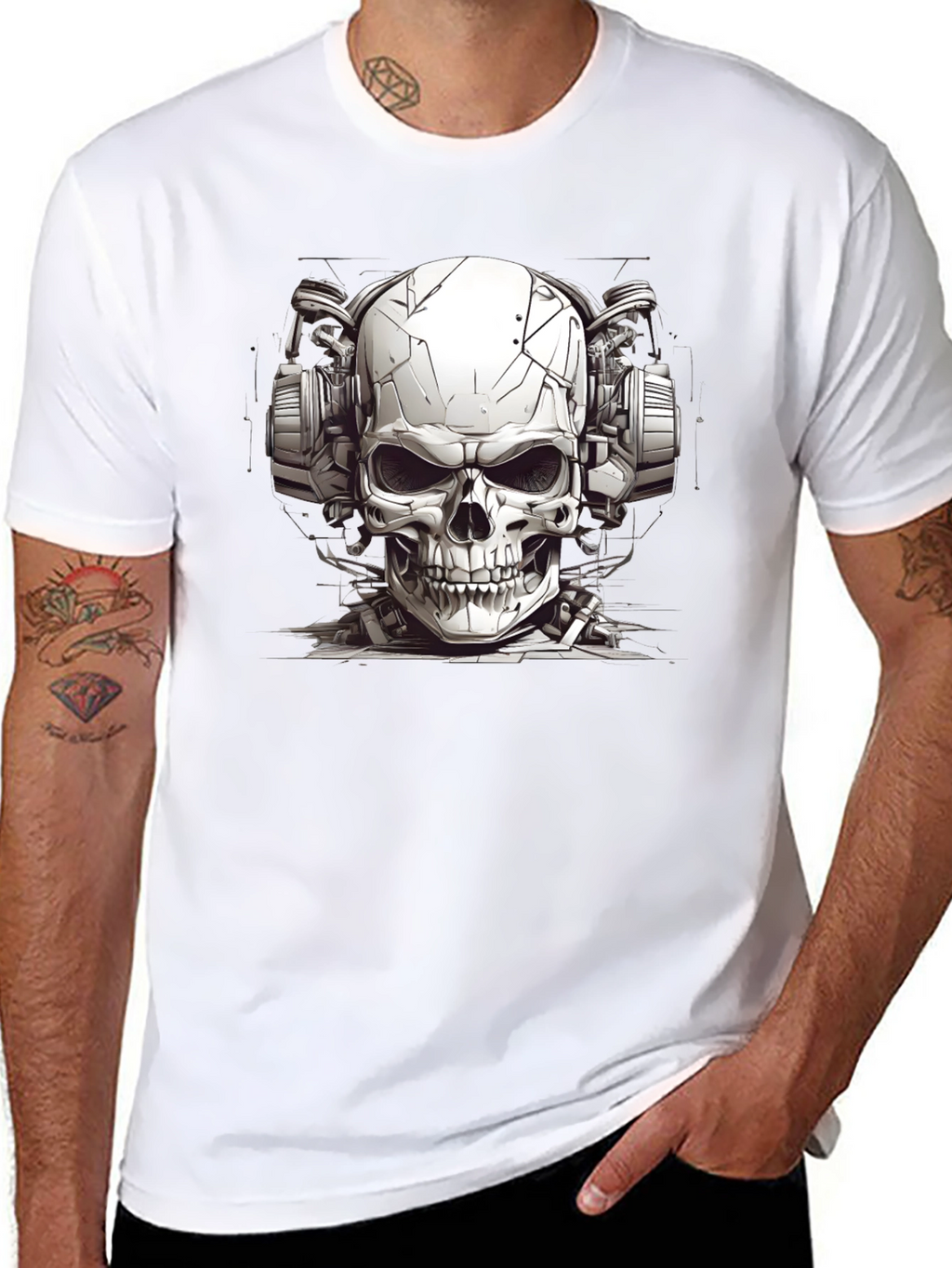 Skull Headphones Graphic Tee - Edgy Style