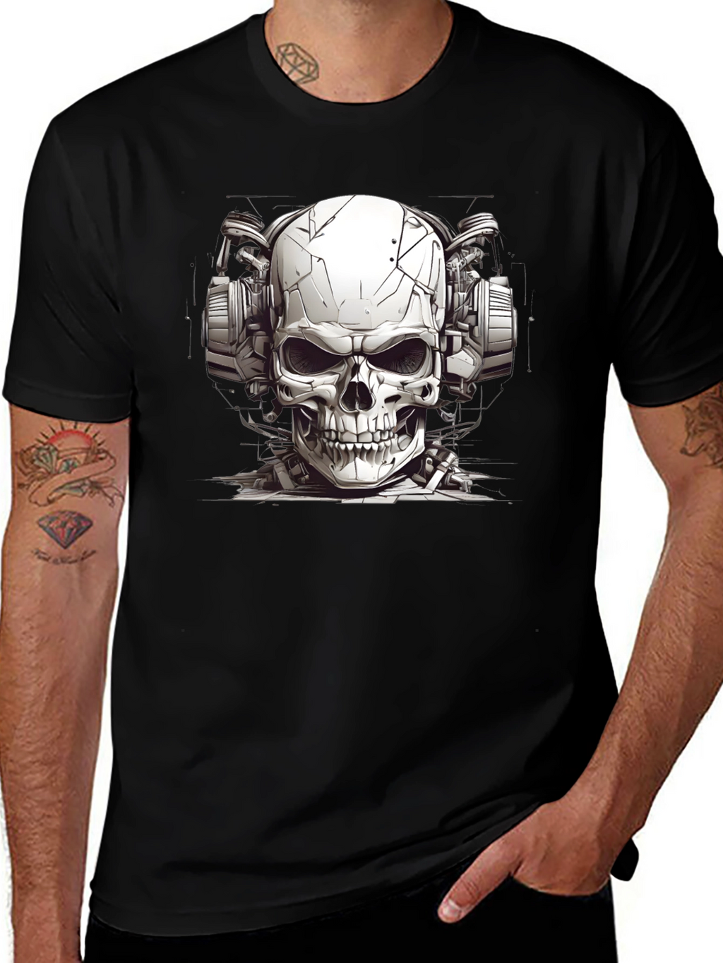 Skull Headphones Graphic Tee - Edgy Style
