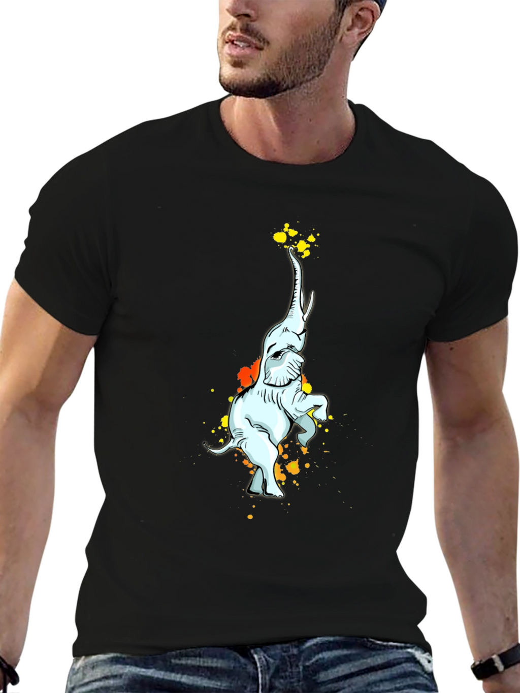 Elephant Art Black T-Shirt