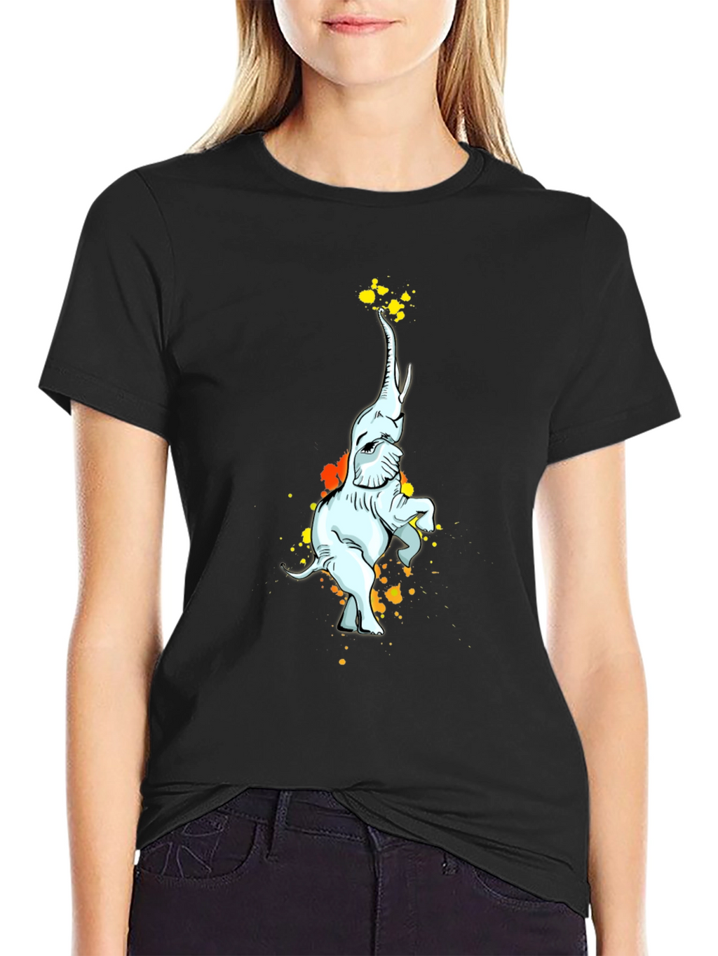Elephant Art Black T-Shirt