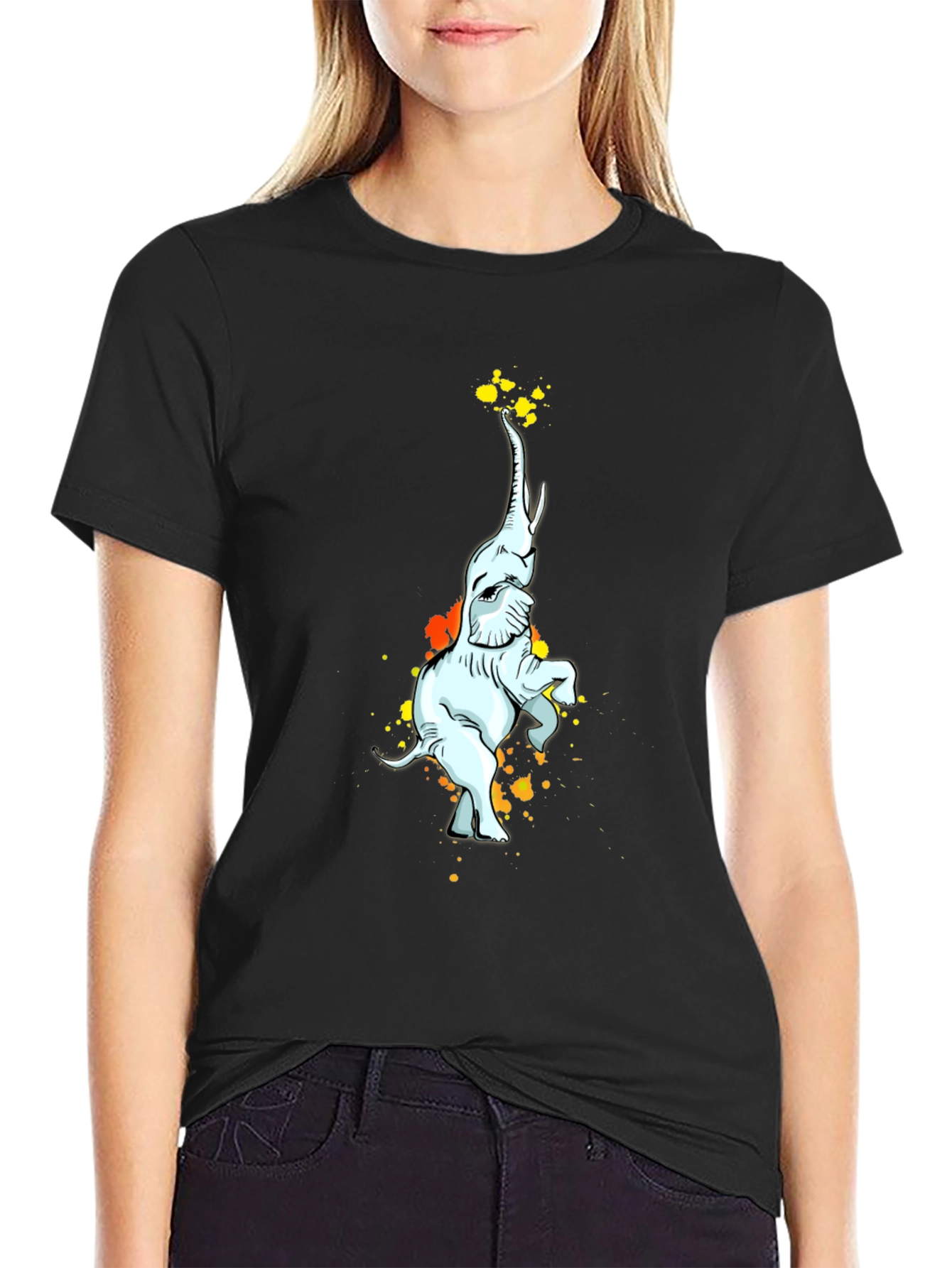 Elephant Art Black T-Shirt