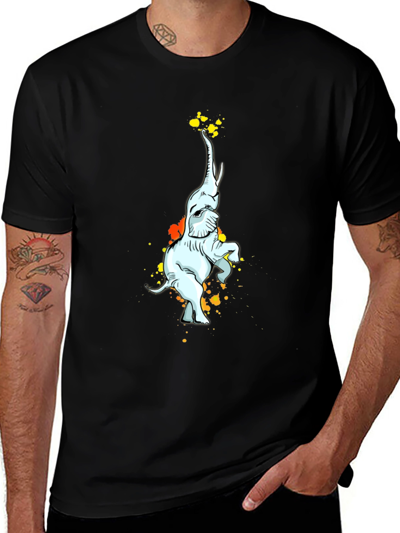 Elephant Art Black T-Shirt