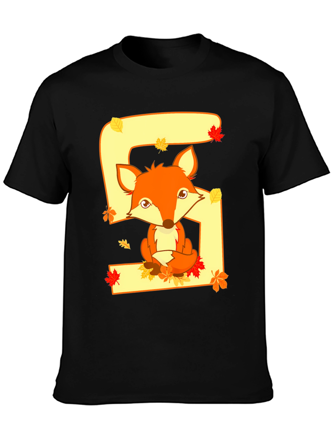 Cute Fox Number 5 Birthday T-Shirt
