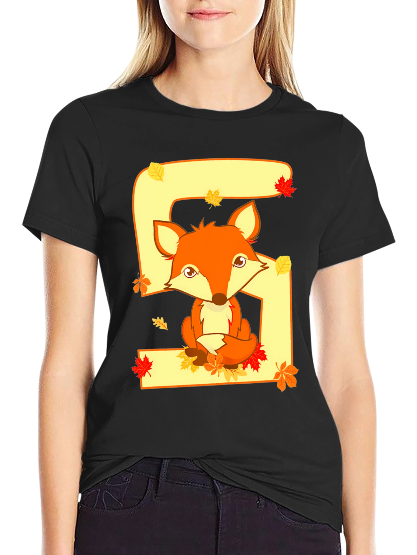 Cute Fox Number 5 Birthday T-Shirt