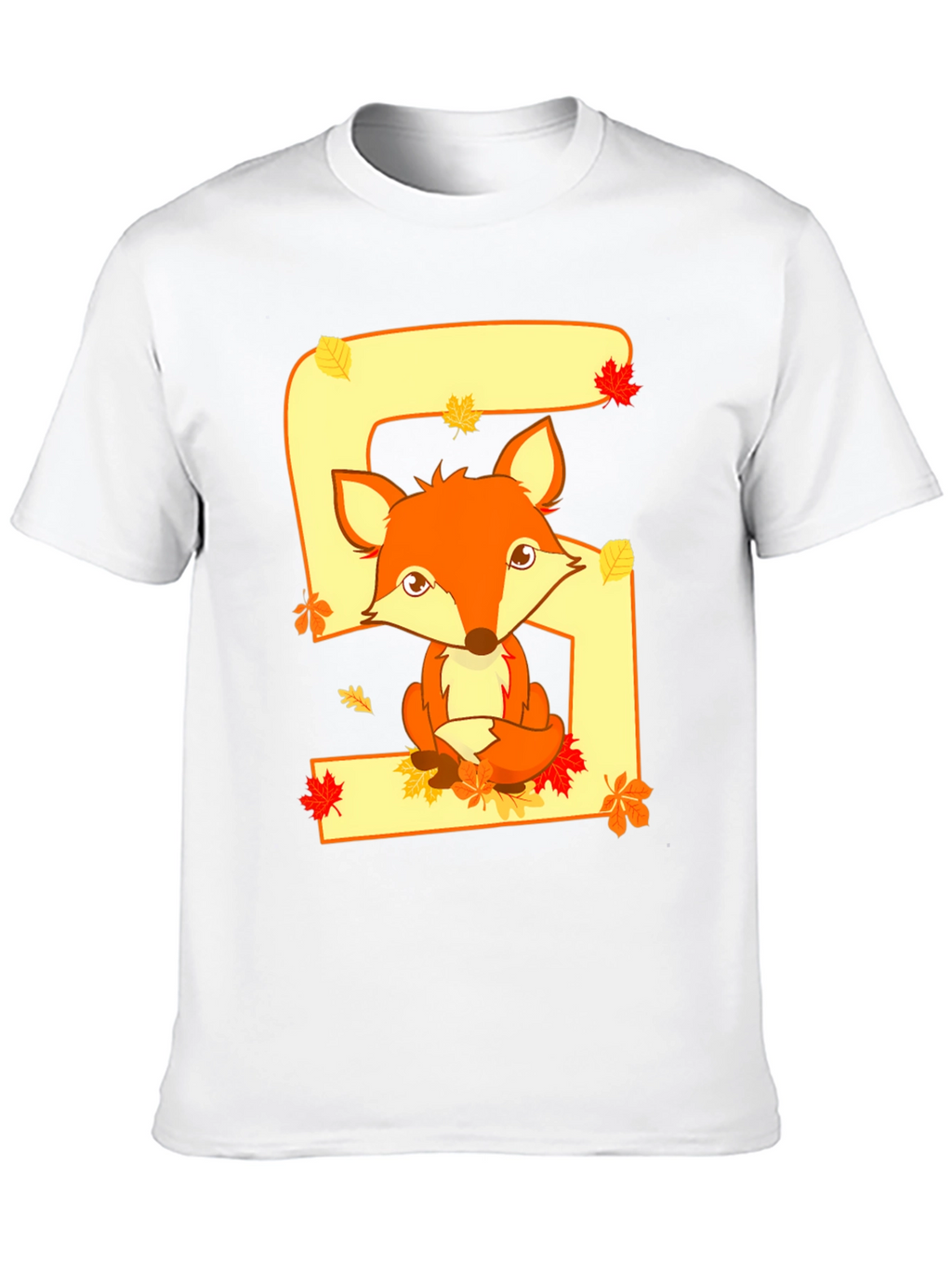 Cute Fox Number 5 Birthday T-Shirt