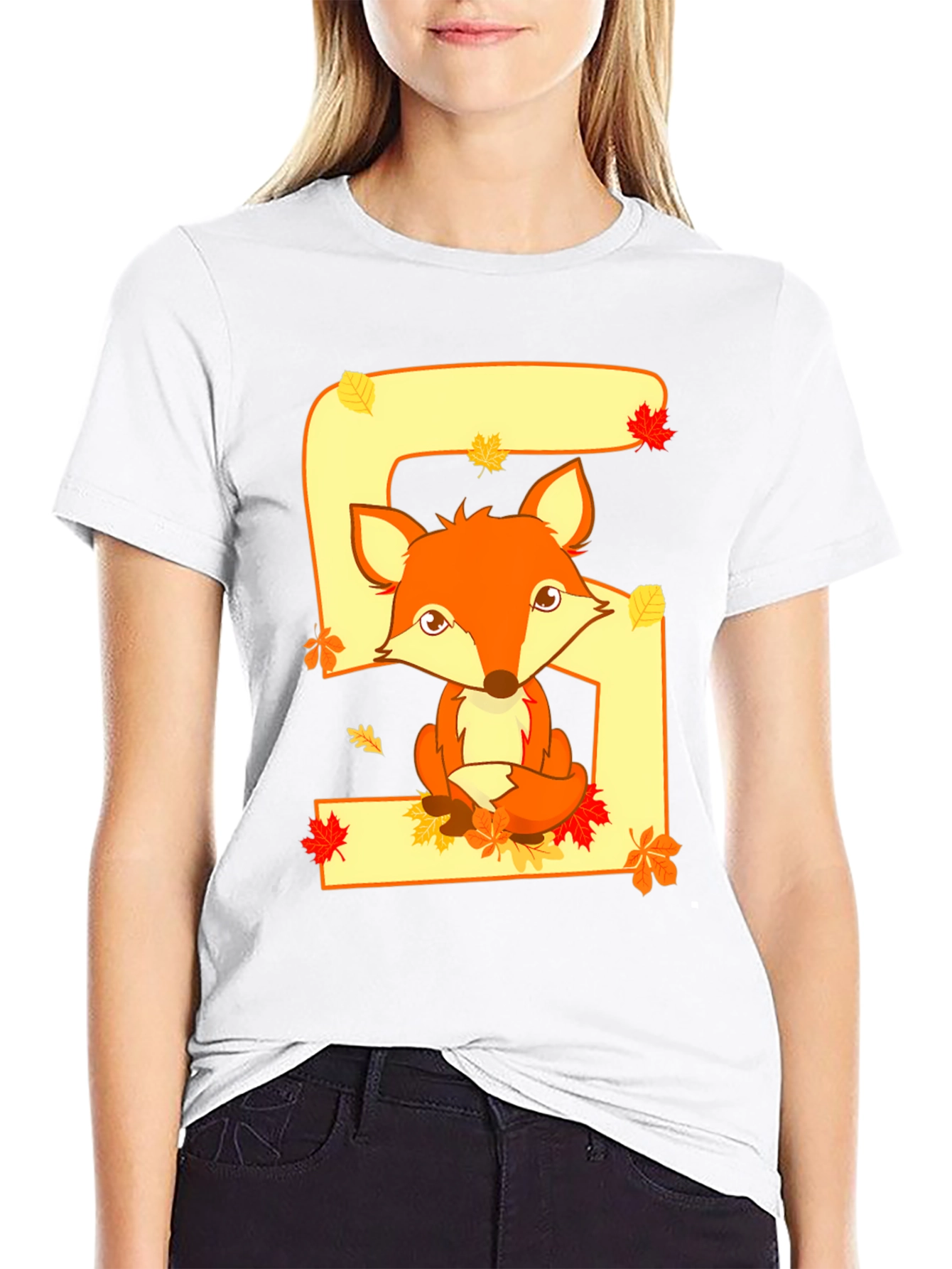 Cute Fox Number 5 Birthday T-Shirt