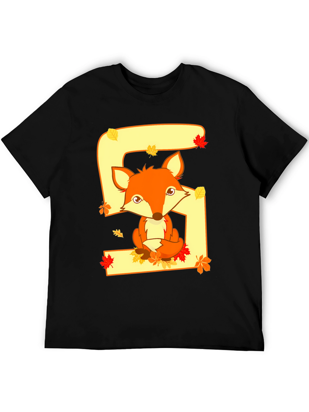 Cute Fox Number 5 Birthday T-Shirt