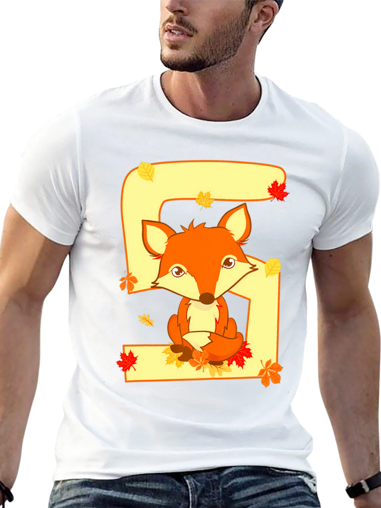 Cute Fox Number 5 Birthday T-Shirt