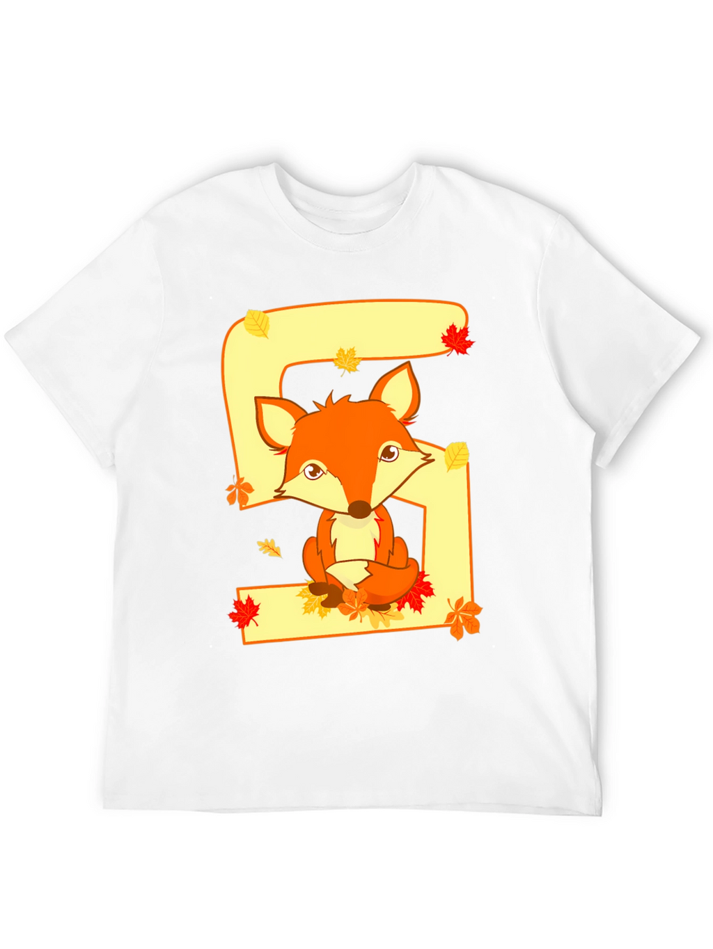 Cute Fox Number 5 Birthday T-Shirt