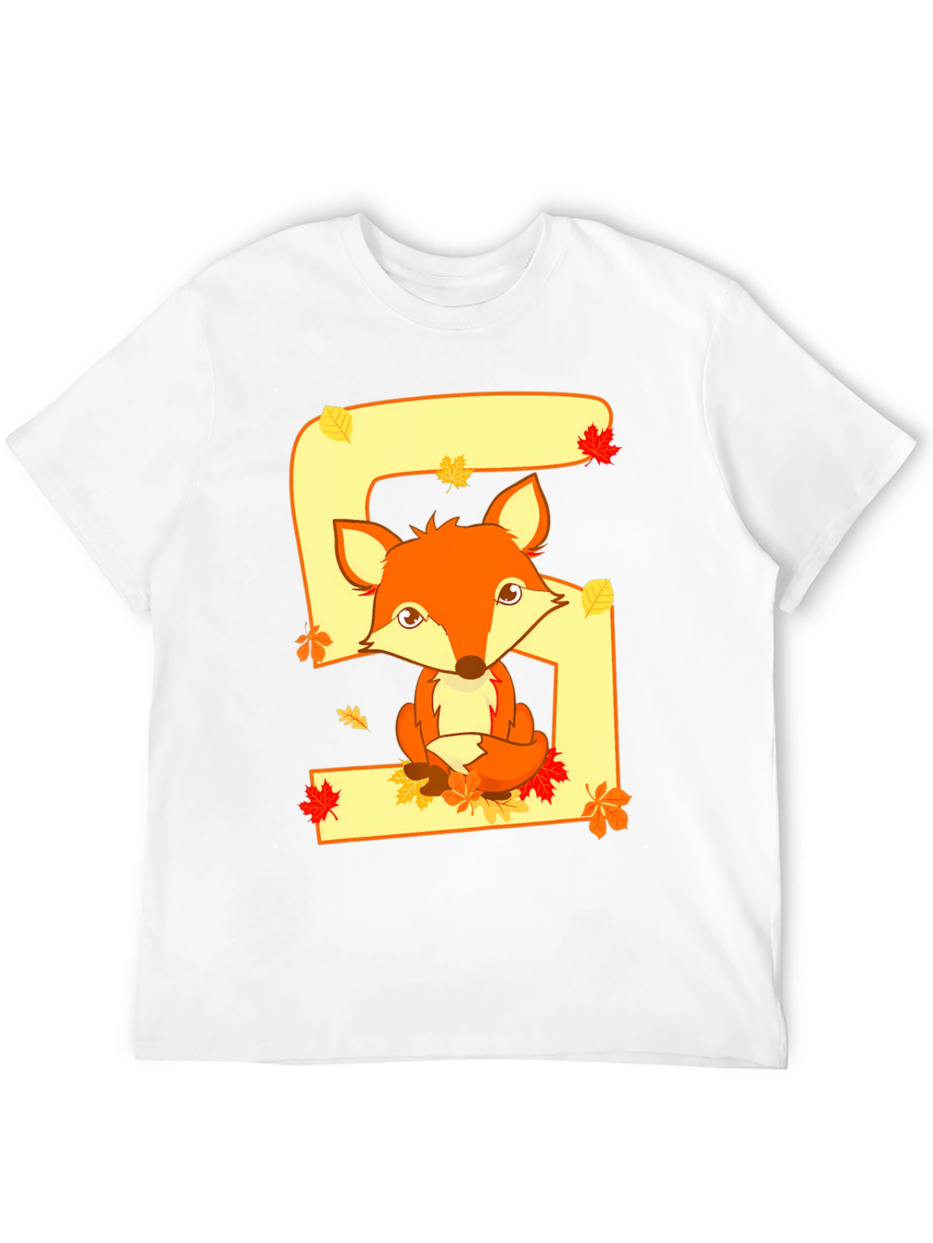 Cute Fox Number 5 Birthday T-Shirt