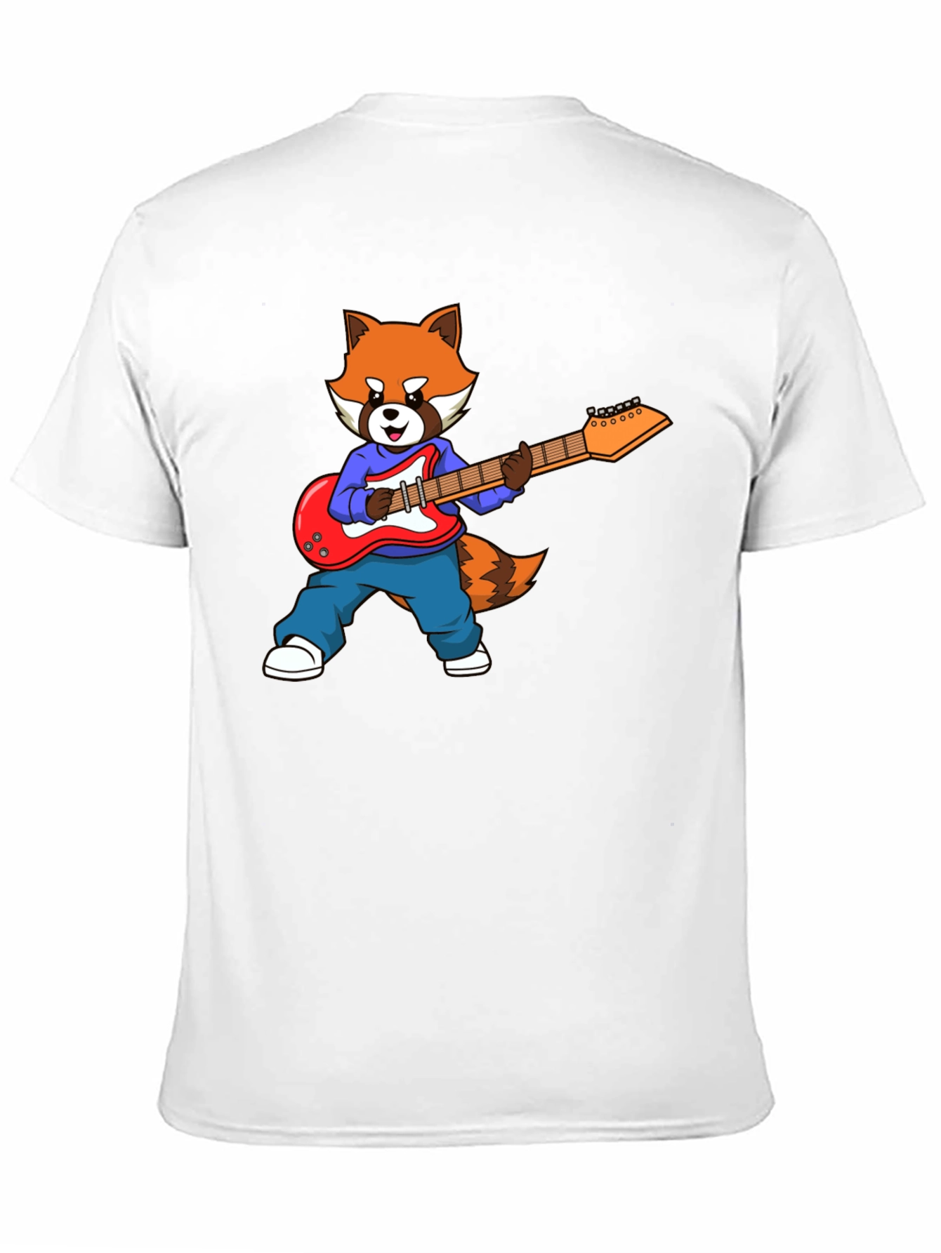 Red Panda Guitarist Black T-Shirt