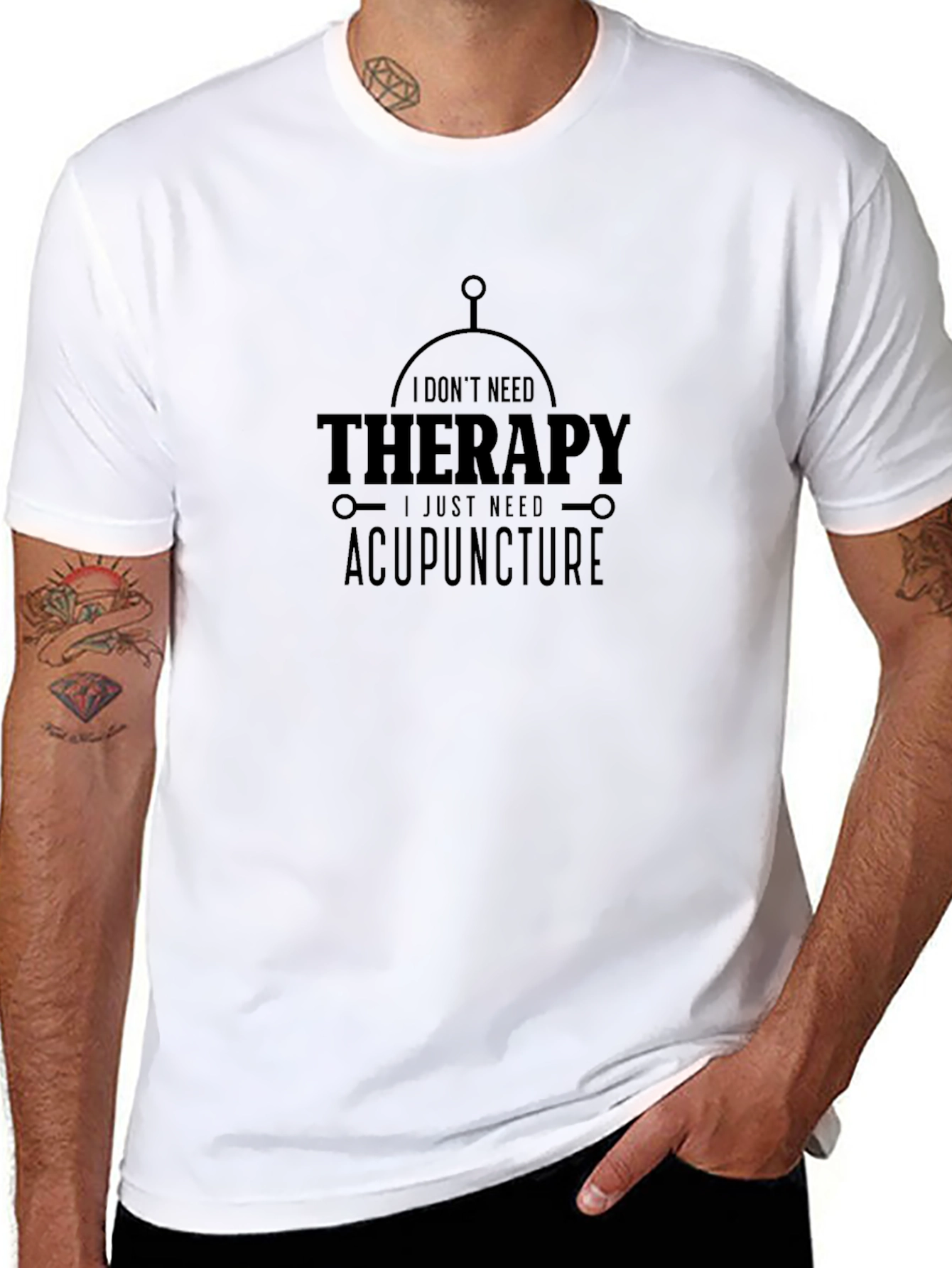 Acupuncture Therapy Black Graphic T-Shirt