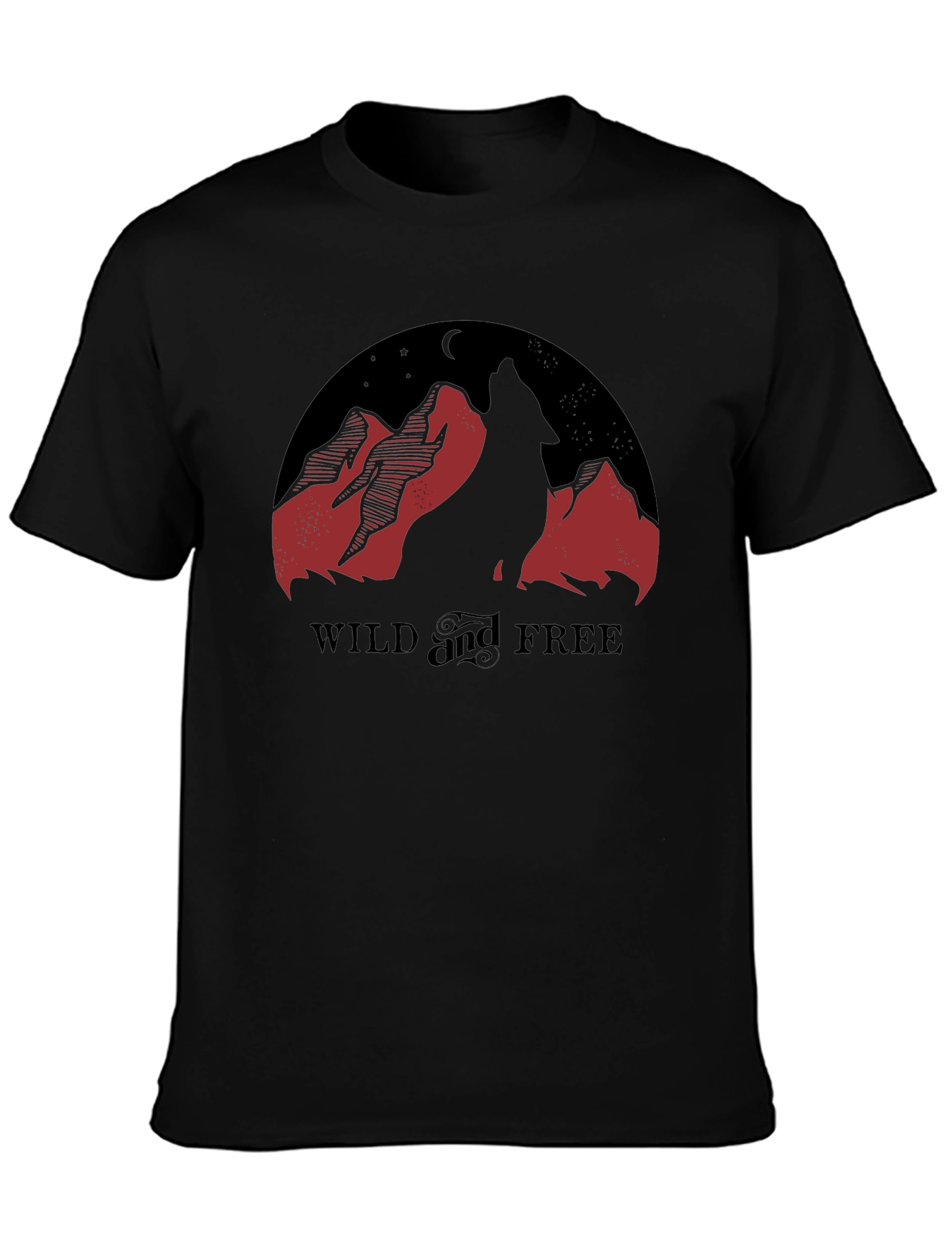 Wild and Free Graphic Tee - Wolf Mountain Design