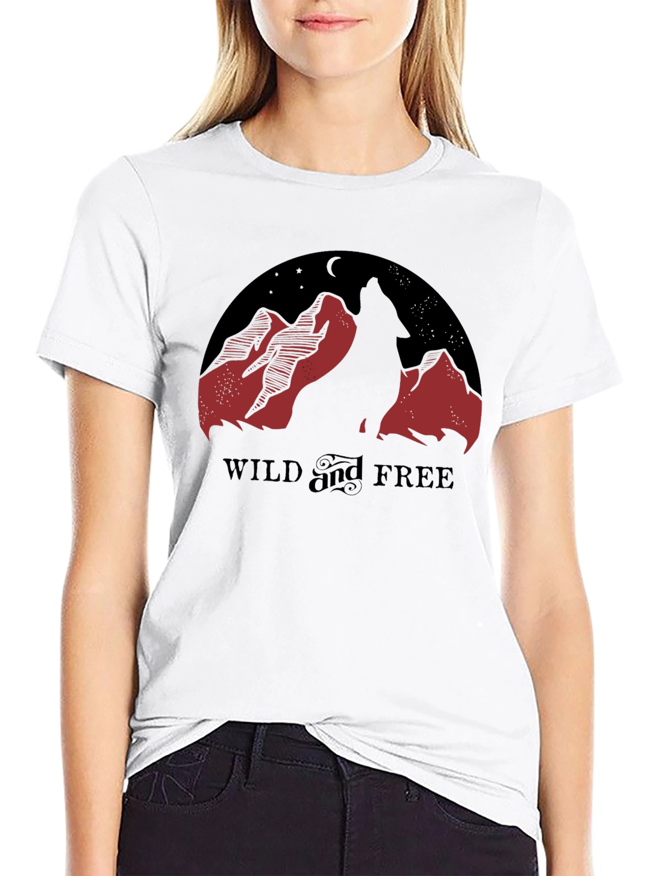 Wild and Free Graphic Tee - Wolf Mountain Design