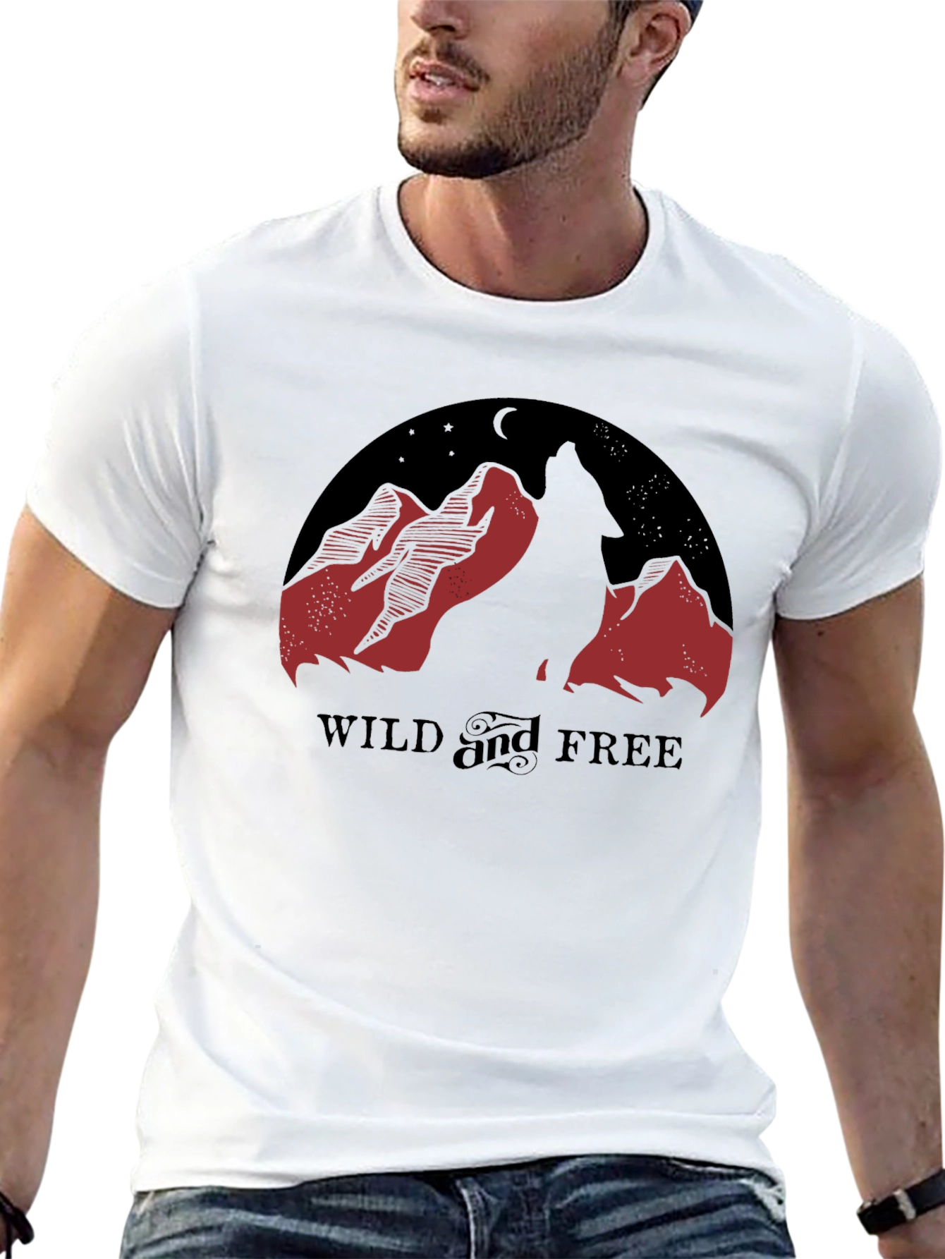 Wild and Free Graphic Tee - Wolf Mountain Design