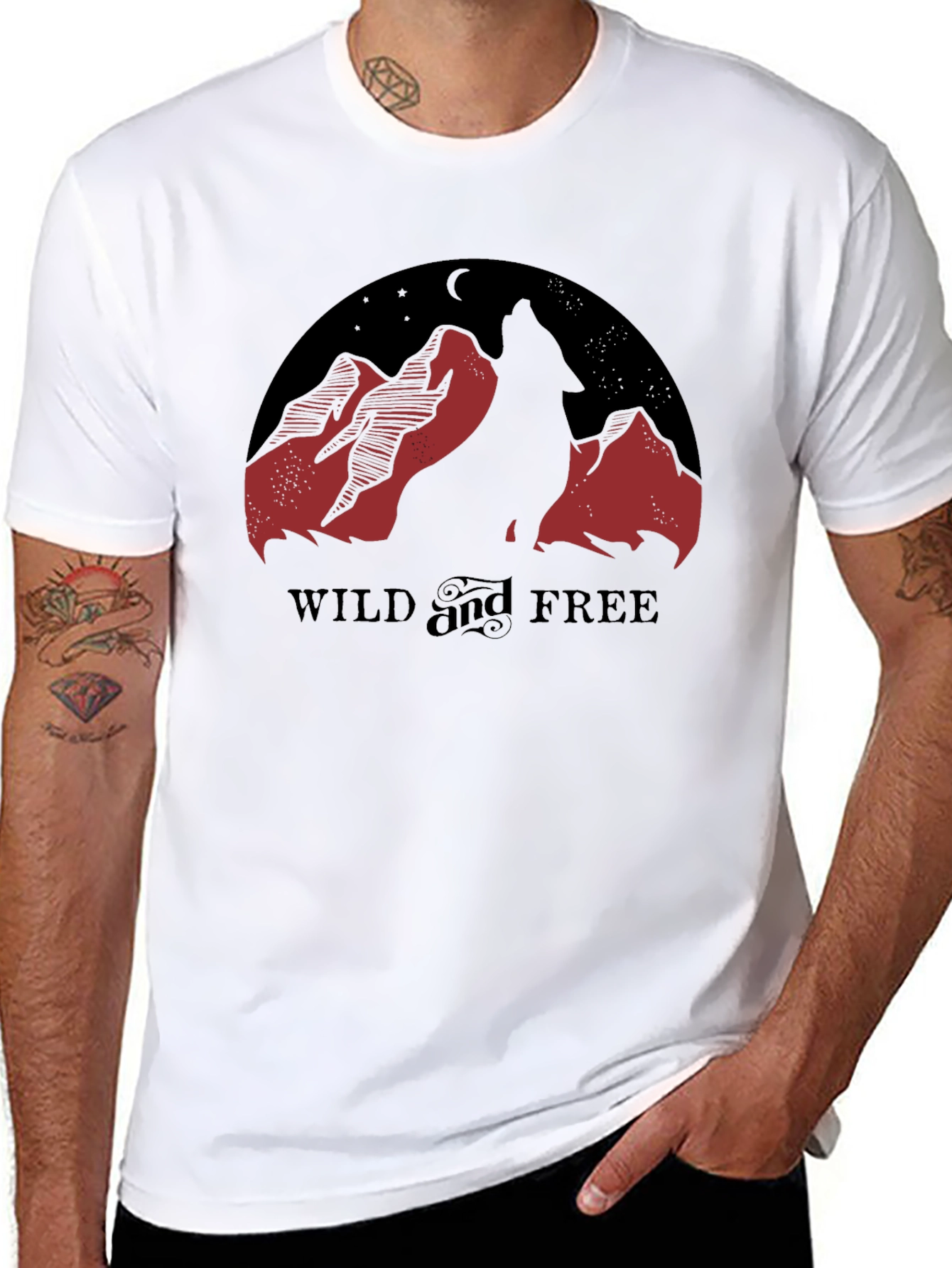 Wild and Free Graphic Tee - Wolf Mountain Design