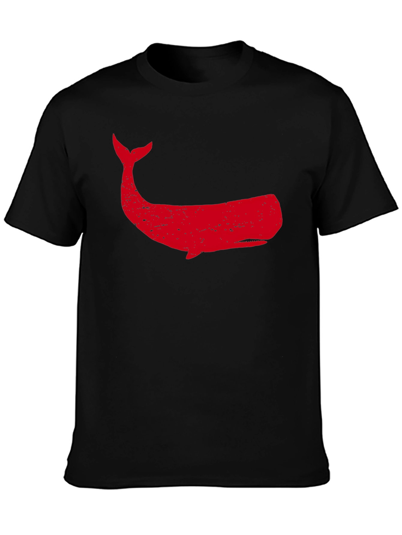 Red Whale Graphic Tee - Black Cotton T-Shirt