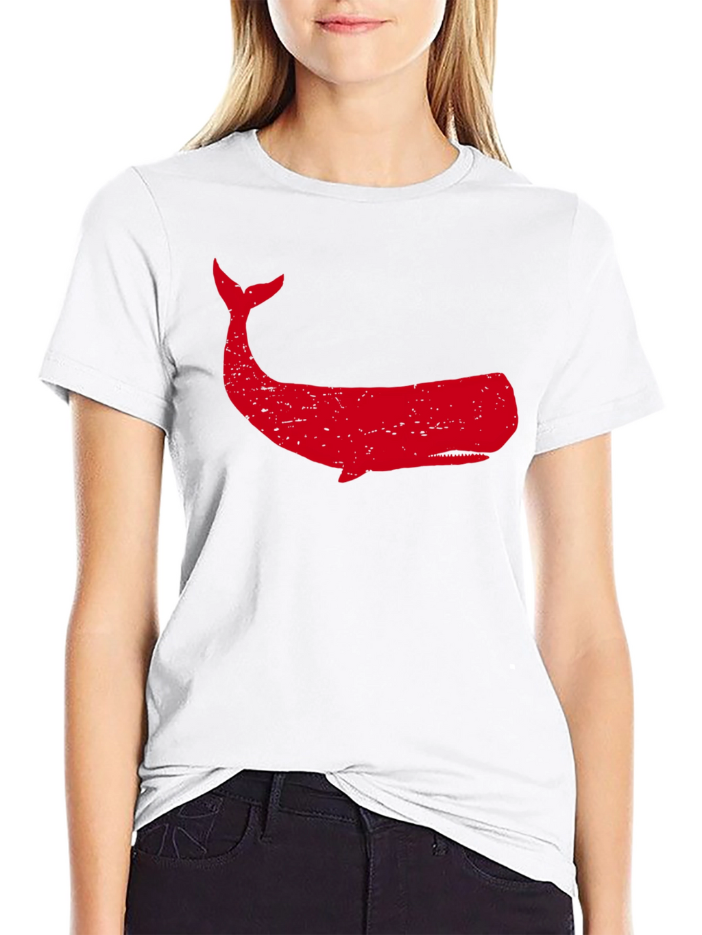 Red Whale Graphic Tee - Black Cotton T-Shirt