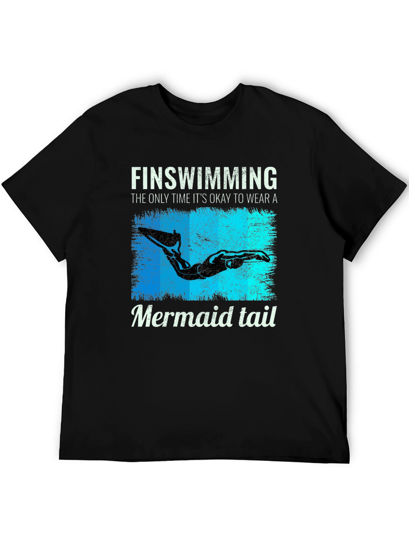 Finswimming Mermaid Tail Black T-Shirt