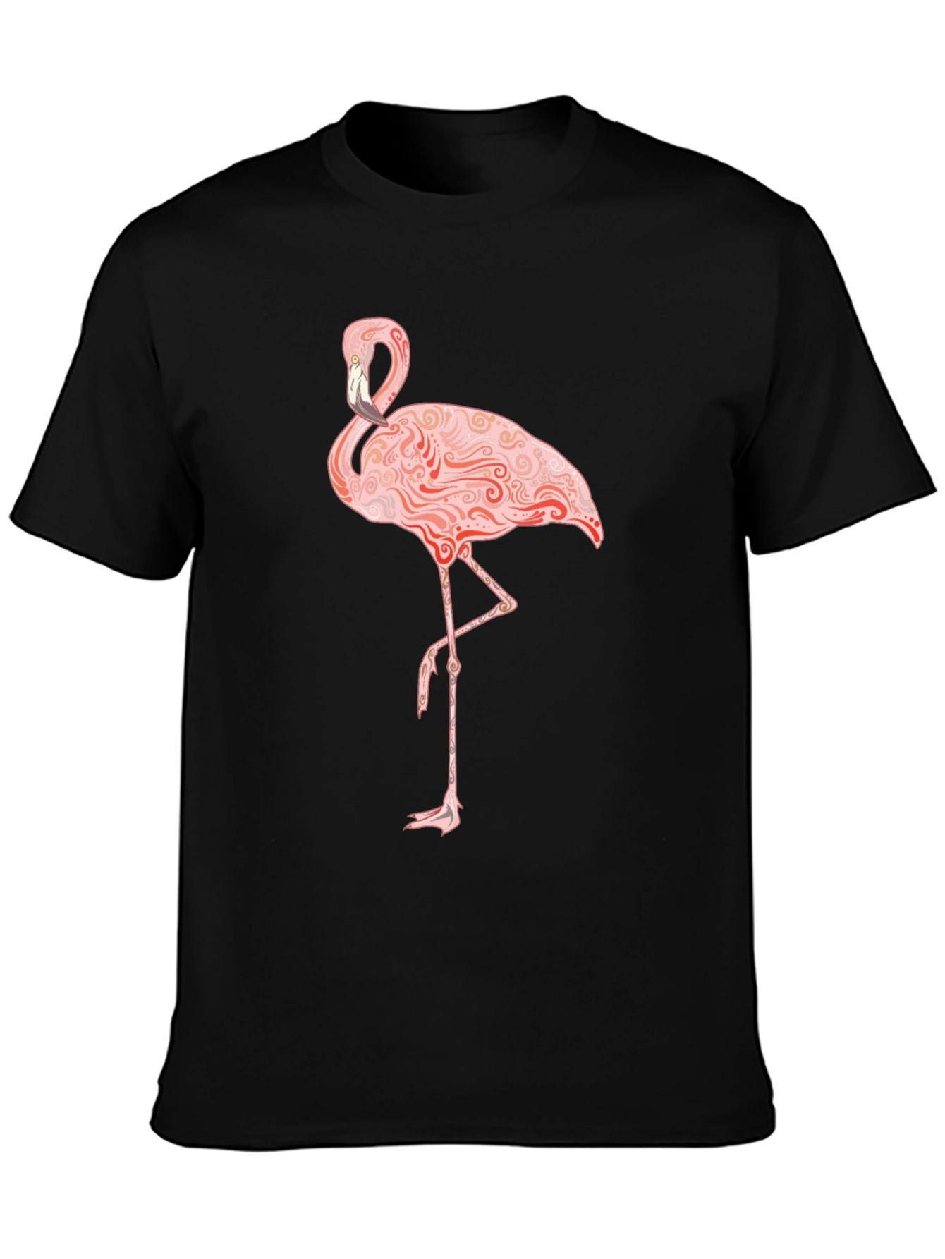Flamingo Graphic Print T-Shirt - Black