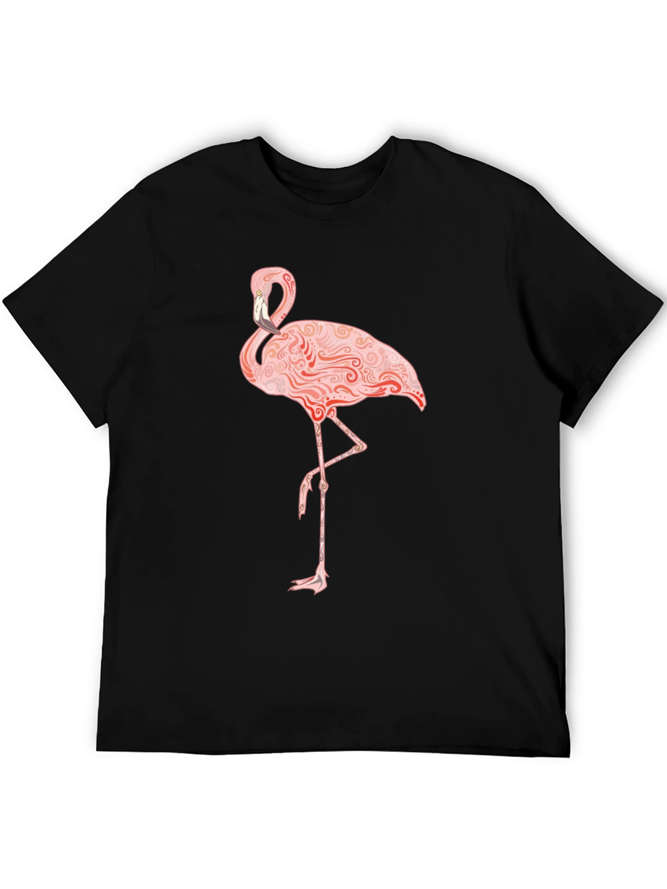 Flamingo Graphic Print T-Shirt - Black