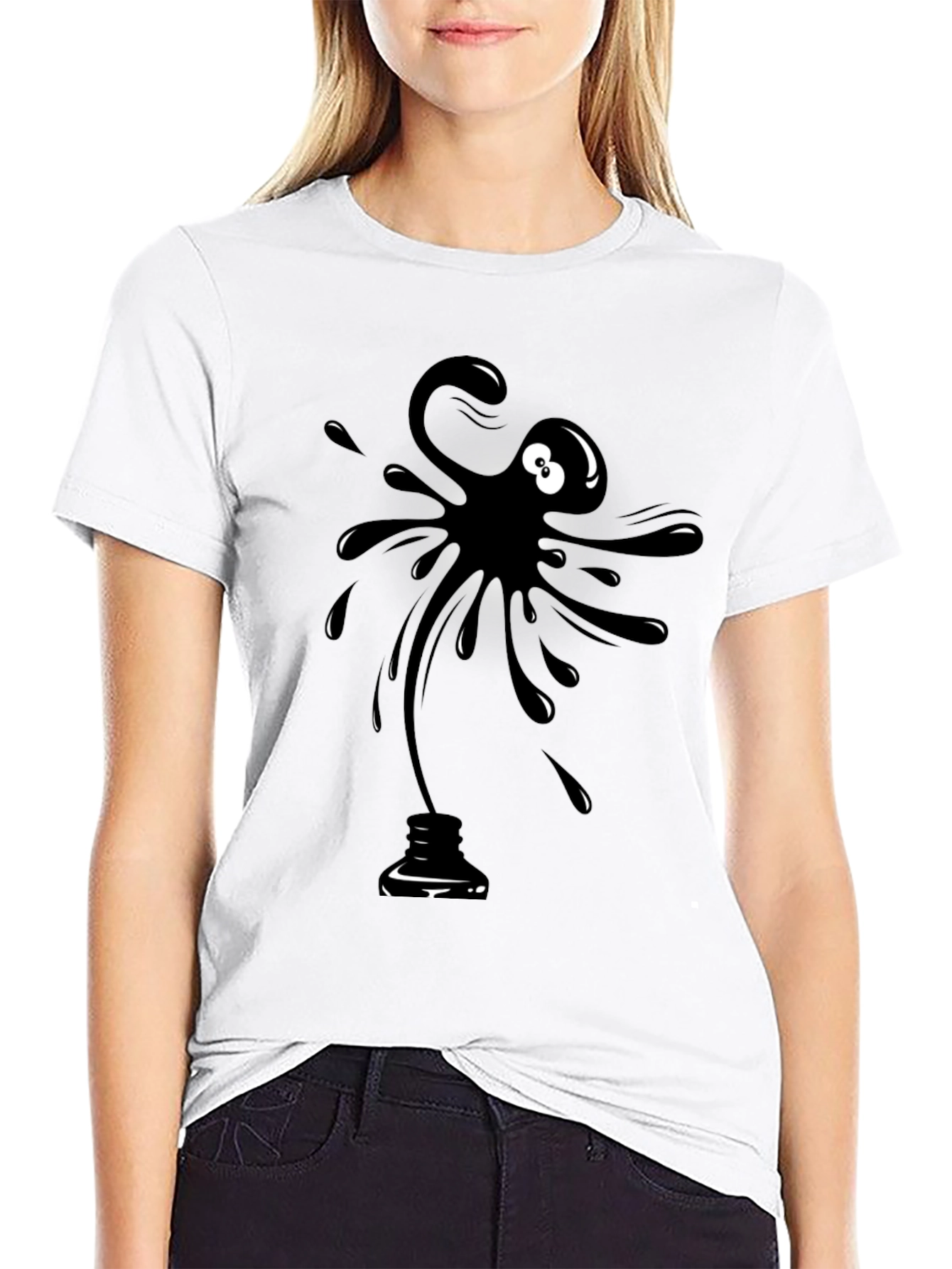 Black Ink Blob Graphic T-Shirt - Mens Casual Tee