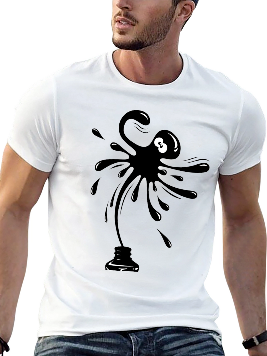 Black Ink Blob Graphic T-Shirt - Mens Casual Tee