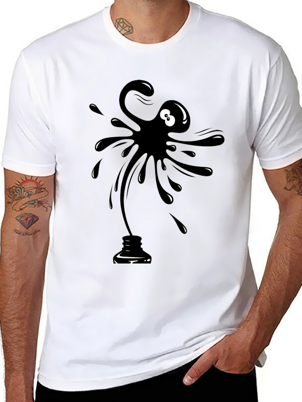 Black Ink Blob Graphic T-Shirt - Mens Casual Tee