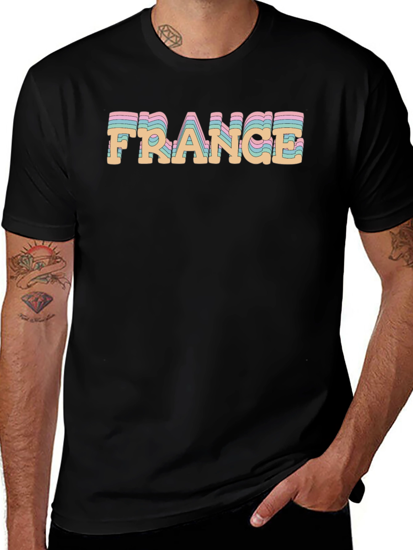 France Graphic Tee - Retro Style Black T-Shirt