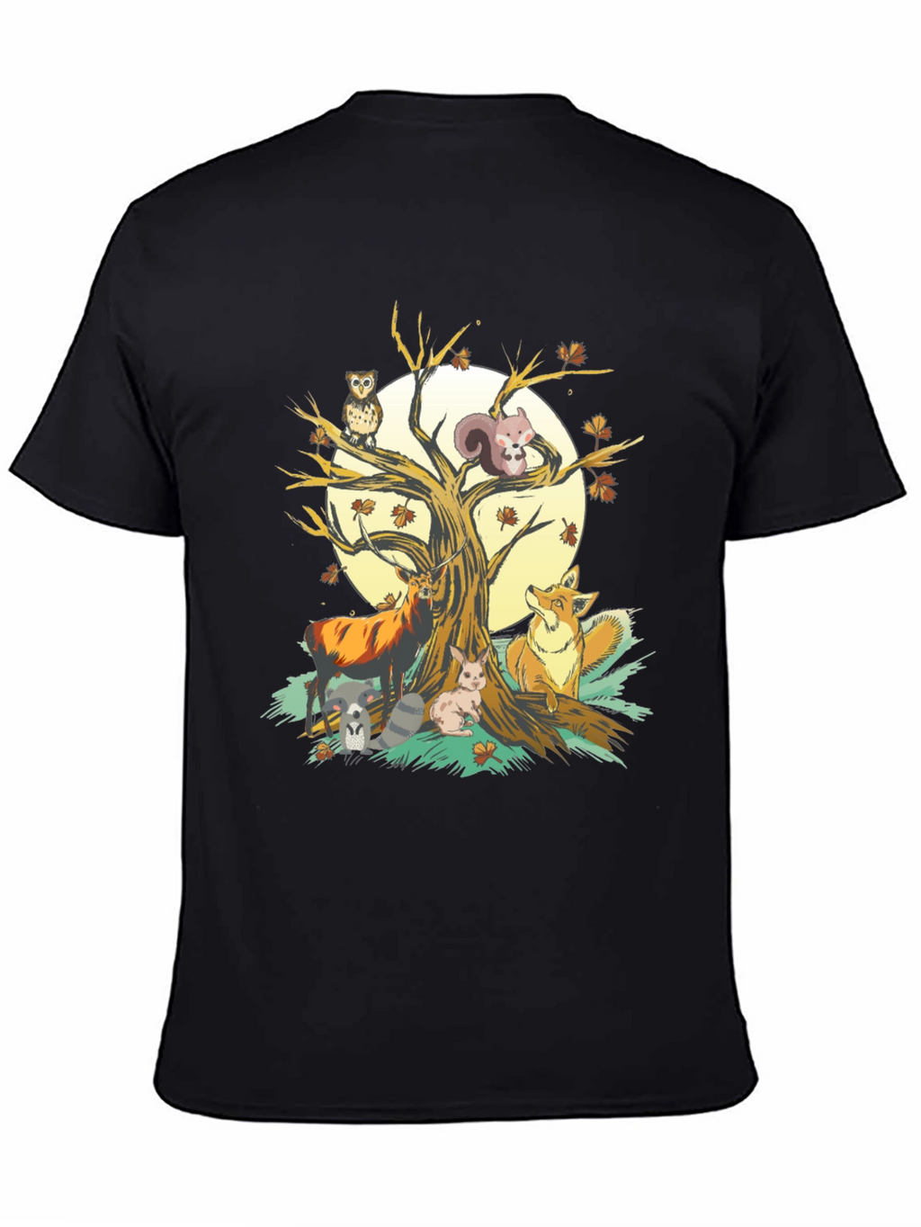 Autumnal Wildlife T-Shirt: Deer Fox Owl