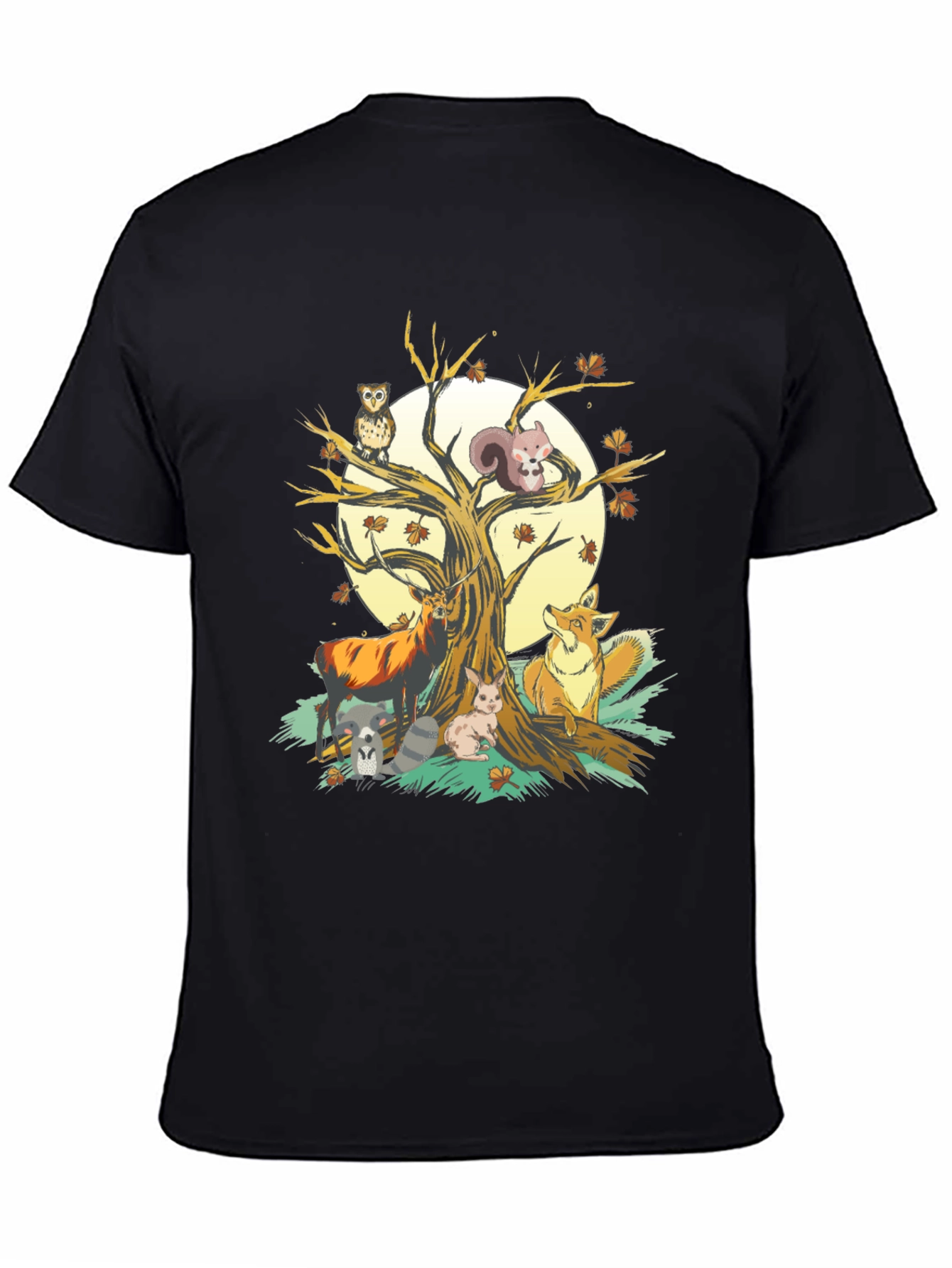 Autumnal Wildlife T-Shirt: Deer Fox Owl