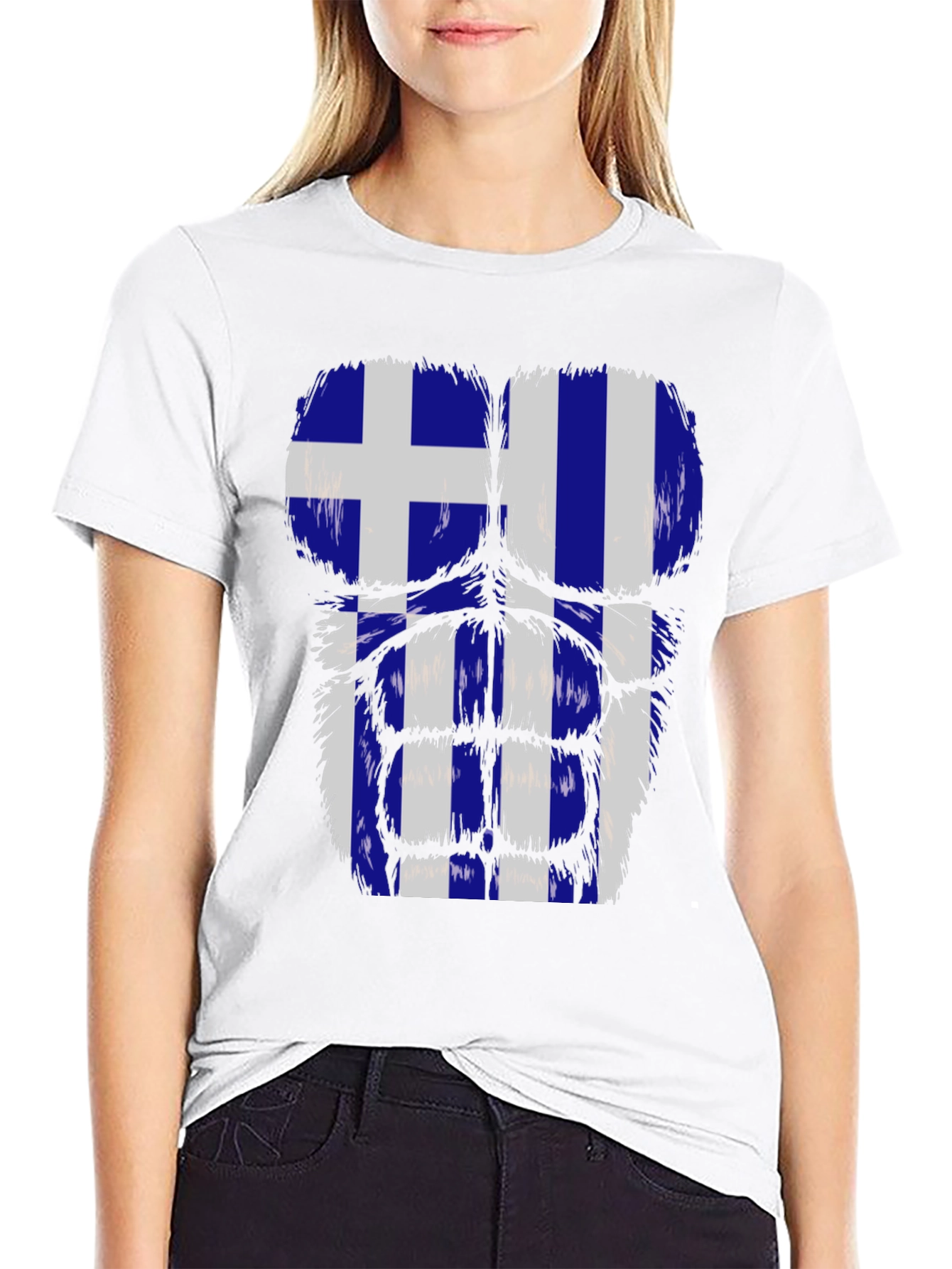 Greek Flag Gorilla Chest T-Shirt