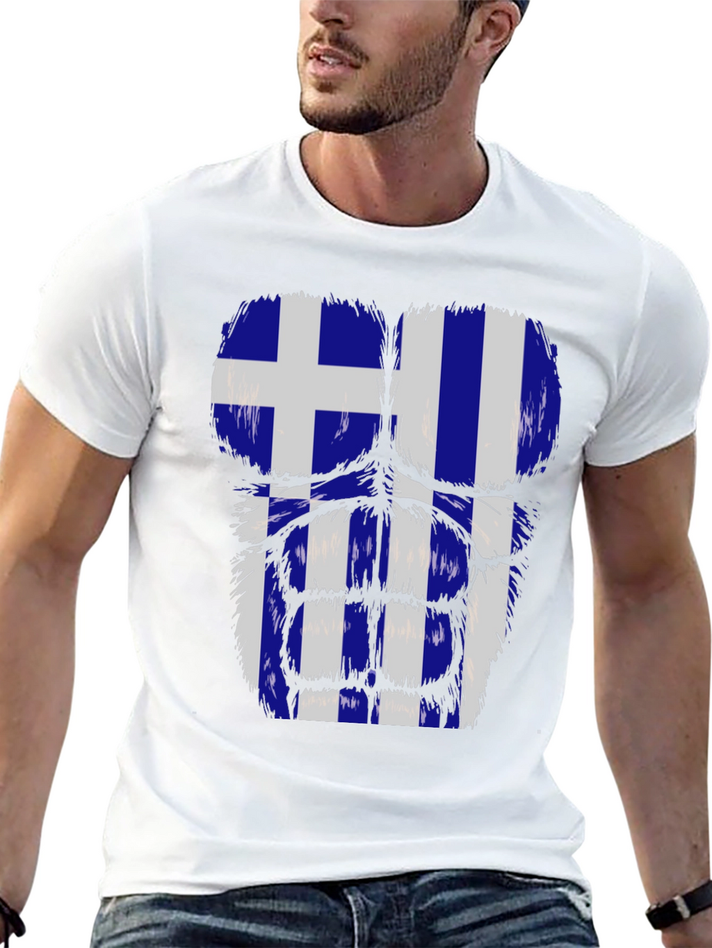 Greek Flag Gorilla Chest T-Shirt