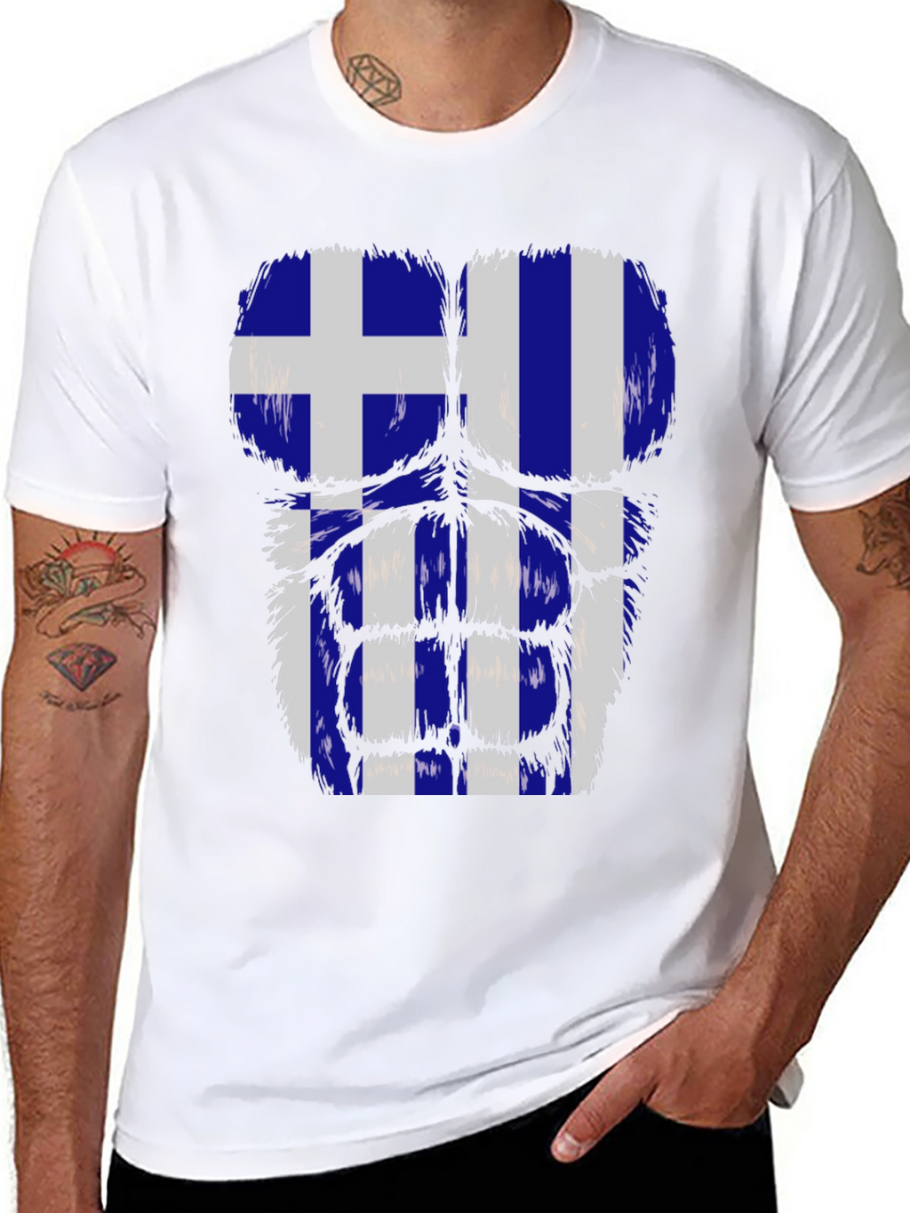 Greek Flag Gorilla Chest T-Shirt