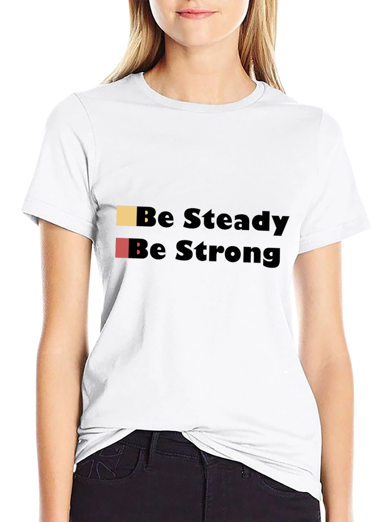 Be Steady Be Strong Black Graphic T-Shirt
