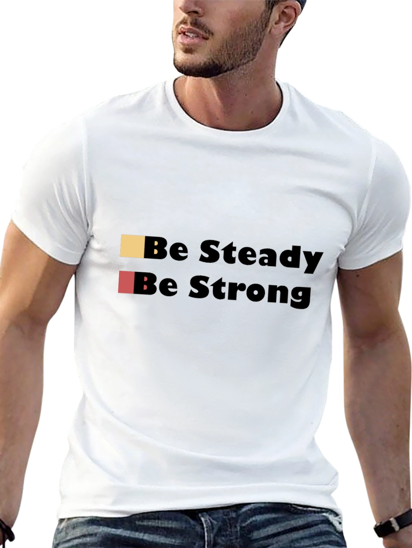 Be Steady Be Strong Black Graphic T-Shirt