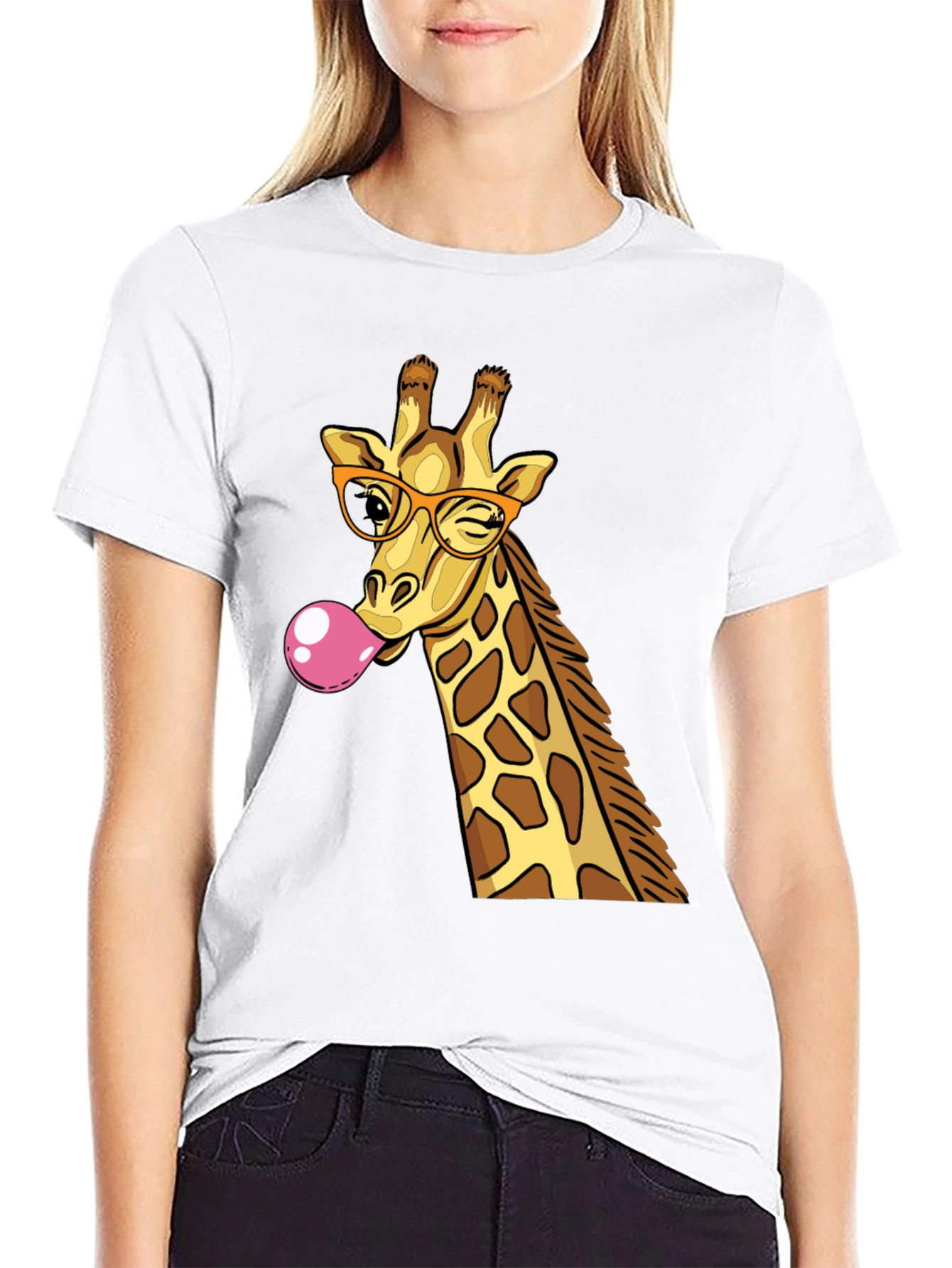 Giraffe Bubble Gum Graphic T-Shirt