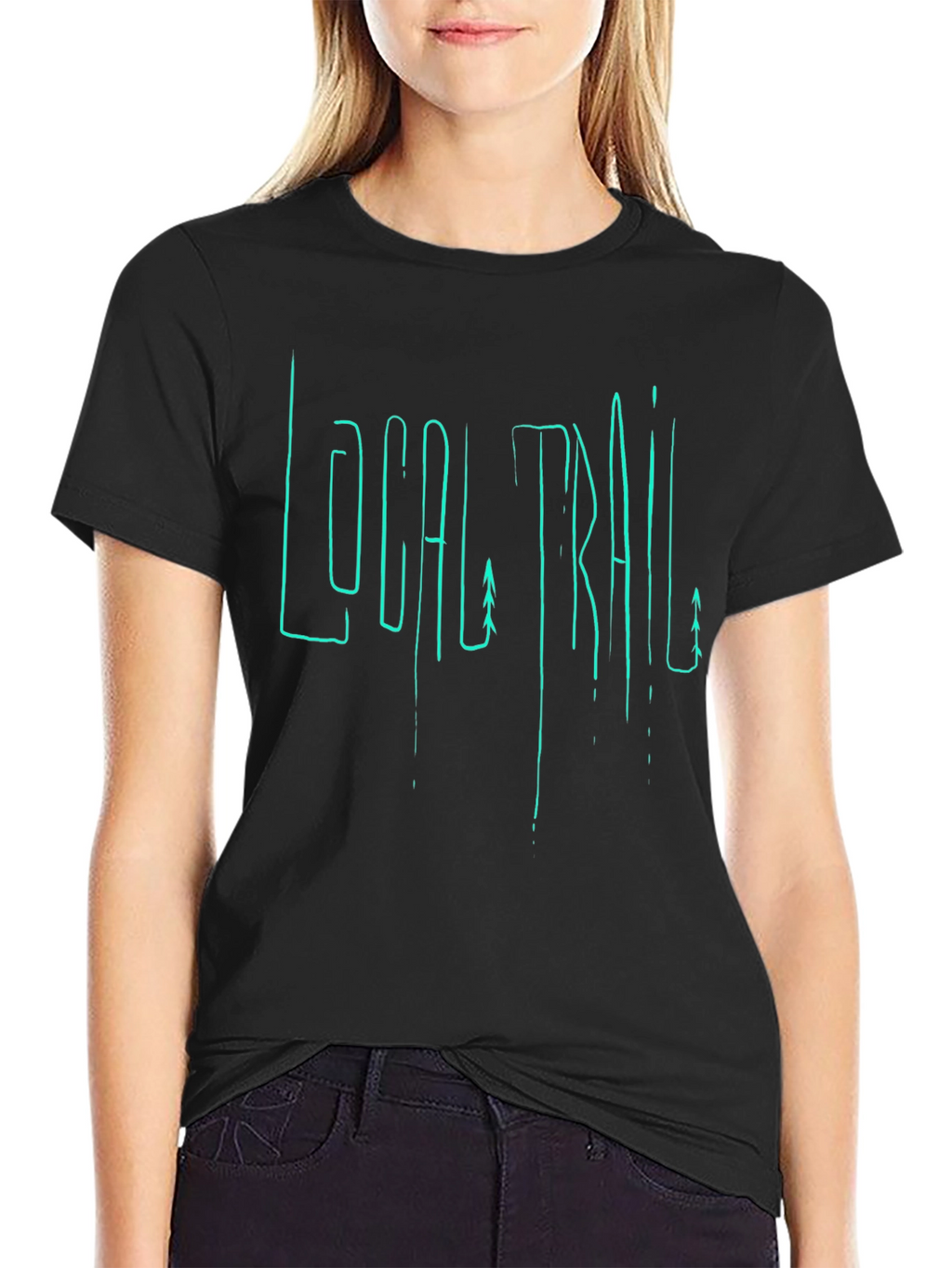 Local Trail Graphic Print Mens Black T-Shirt