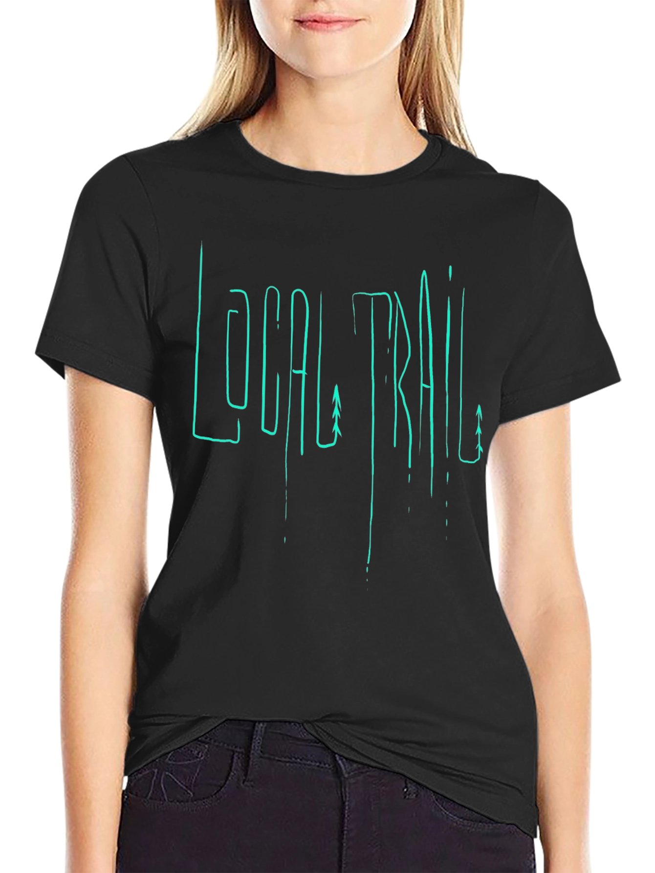 Local Trail Graphic Print Mens Black T-Shirt