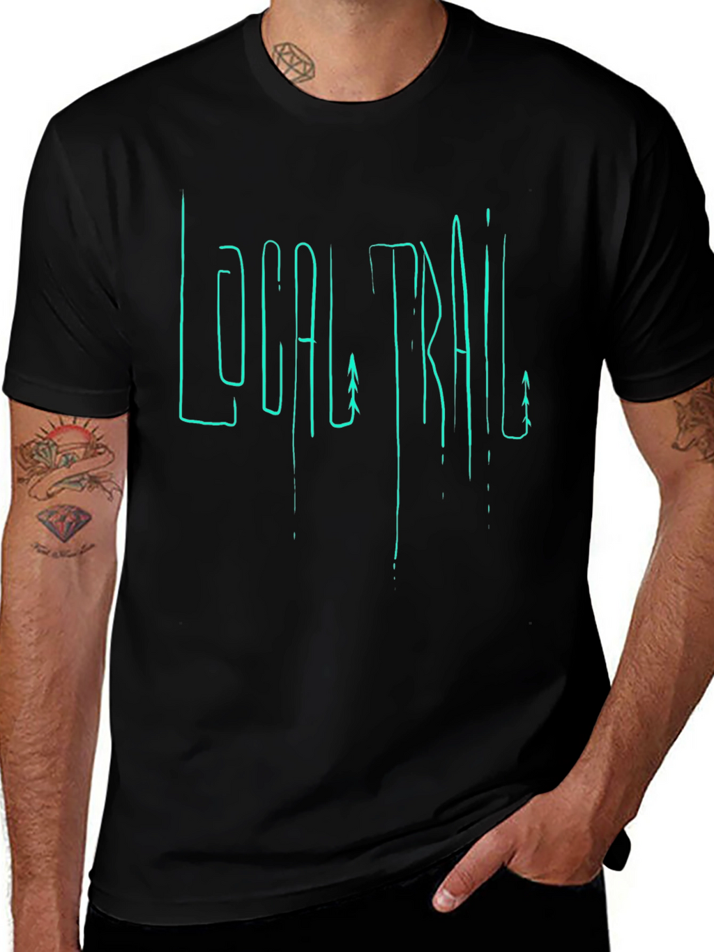 Local Trail Graphic Print Mens Black T-Shirt