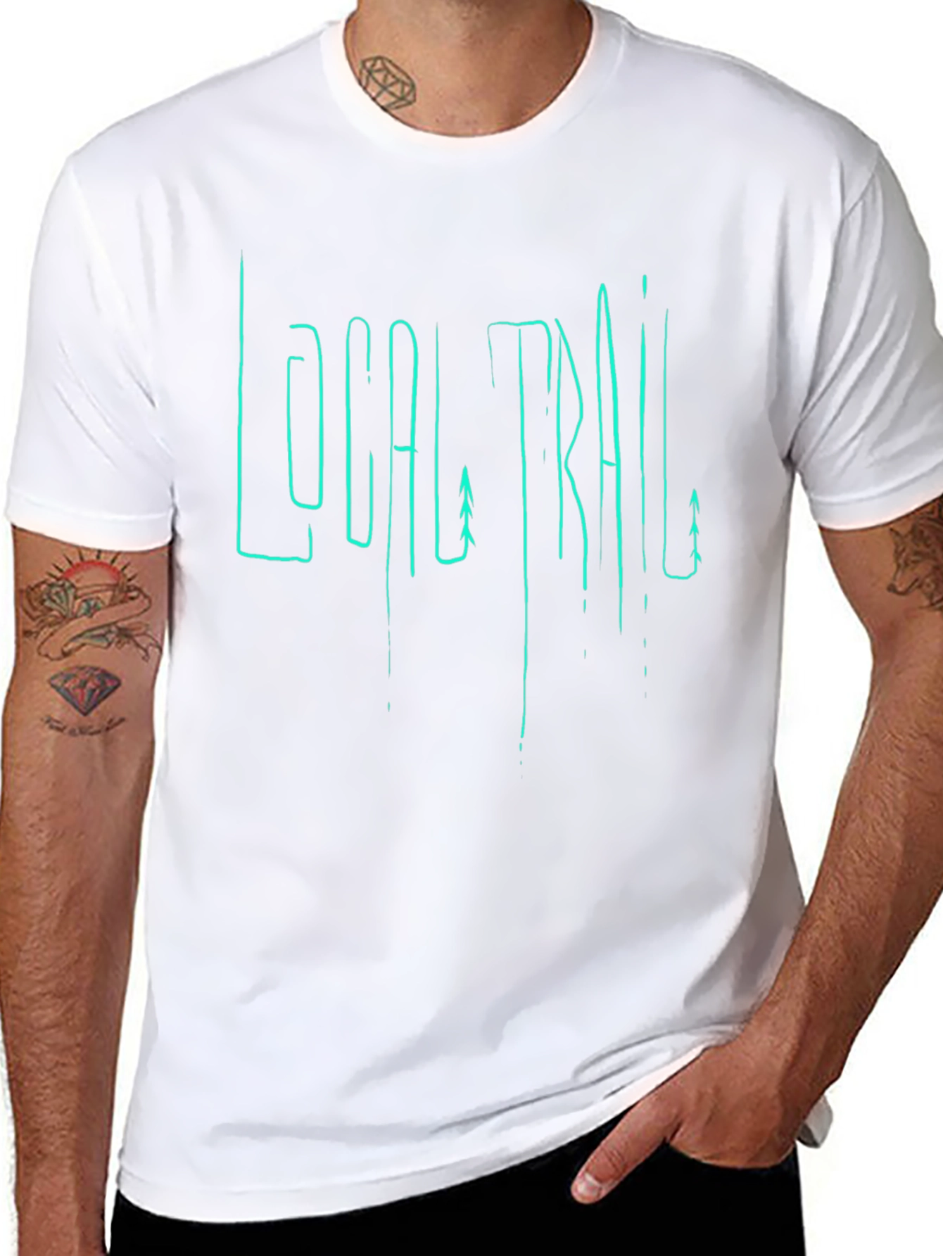 Local Trail Graphic Print Mens Black T-Shirt