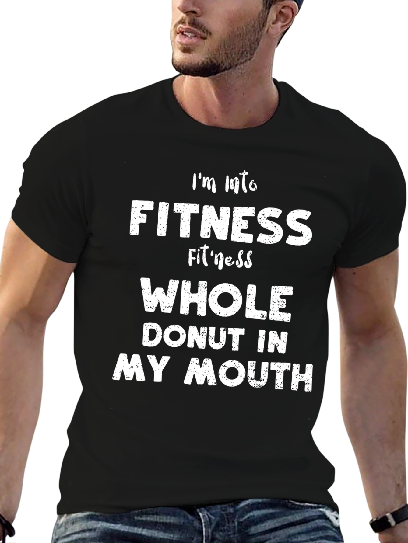 Funny Fitness Donut T-Shirt - Mens Black Tee