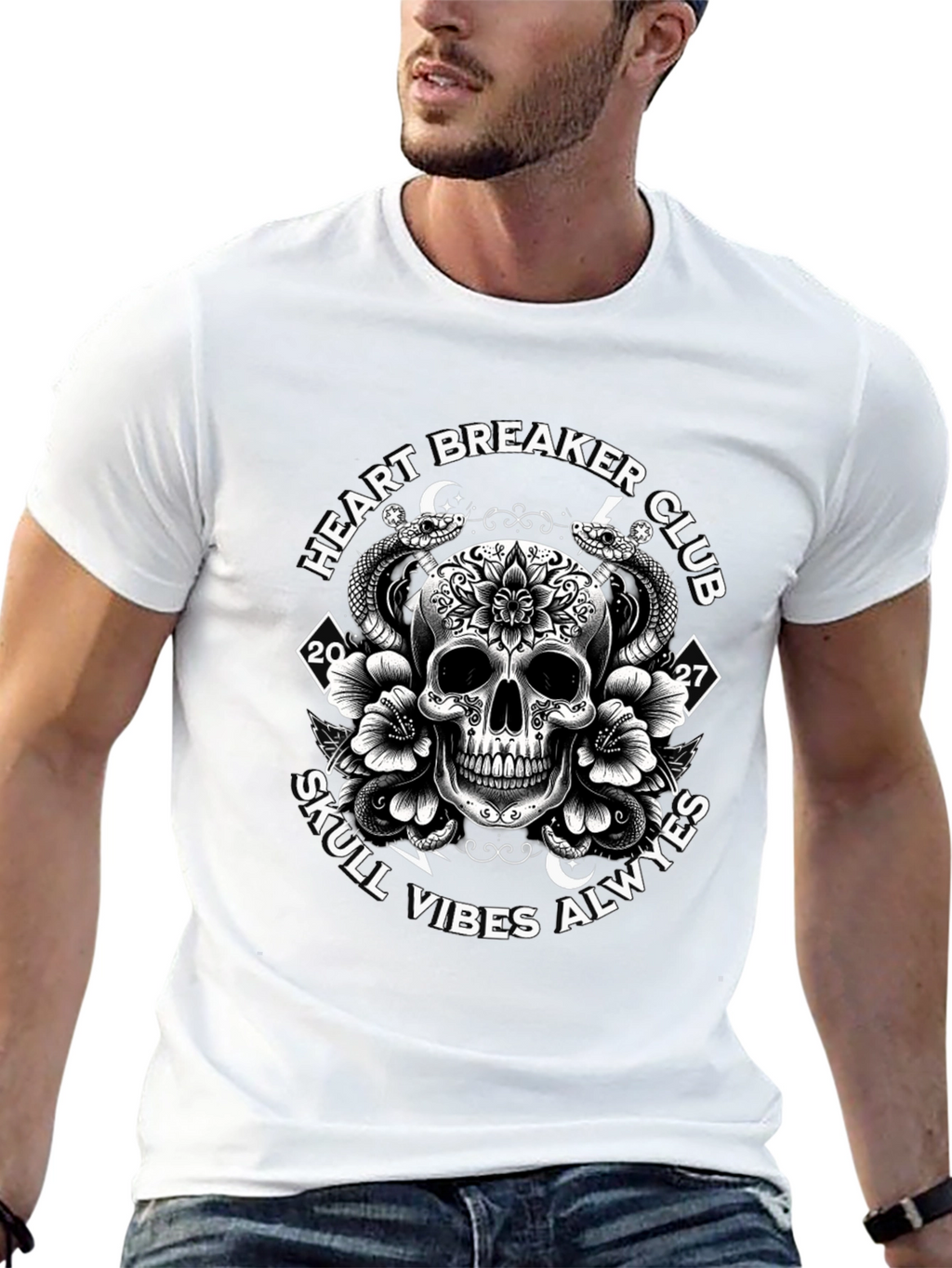 Heart Breaker Skull Vibes Graphic Tee