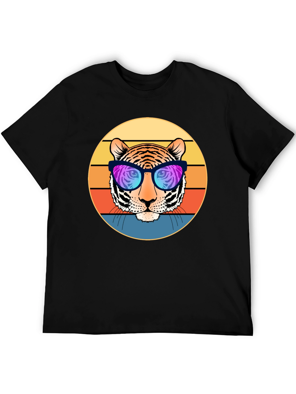 Cool Tiger Retro Sunset Graphic T-Shirt
