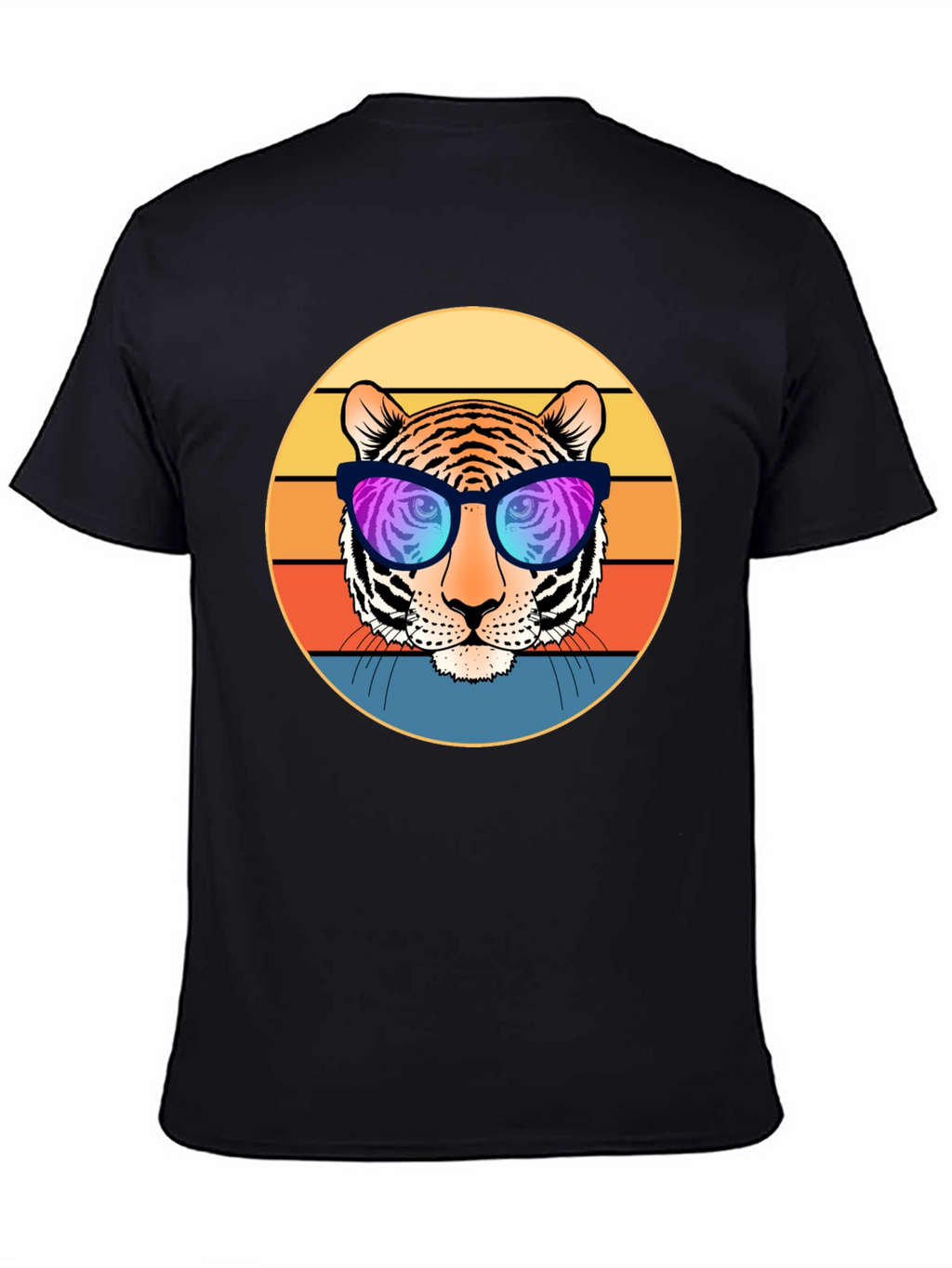 Cool Tiger Retro Sunset Graphic T-Shirt