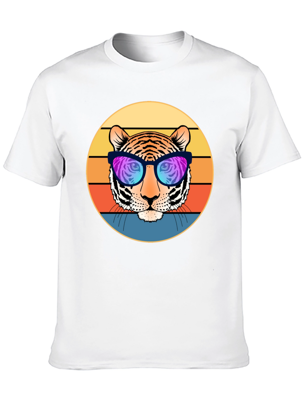 Cool Tiger Retro Sunset Graphic T-Shirt