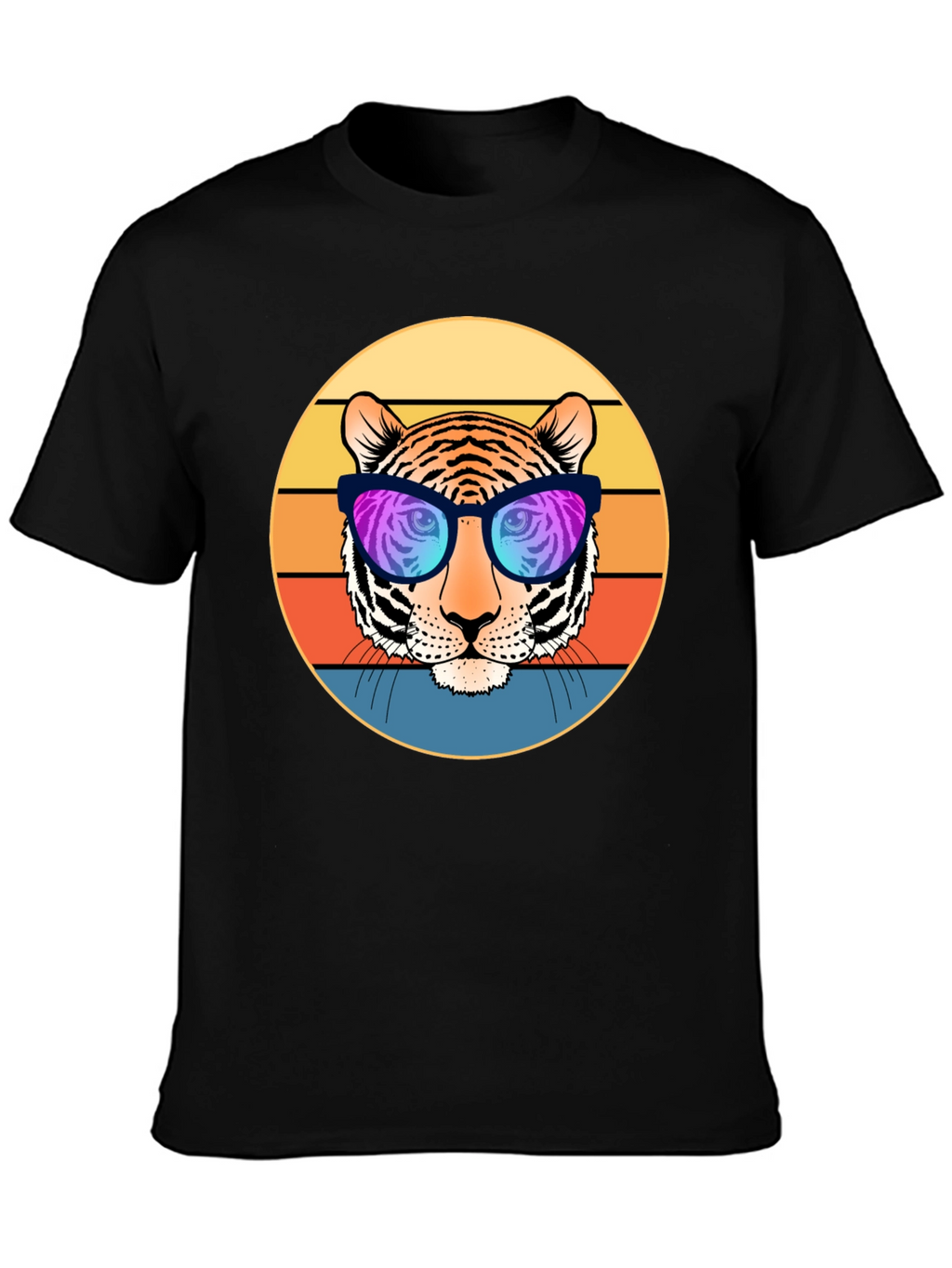 Cool Tiger Retro Sunset Graphic T-Shirt