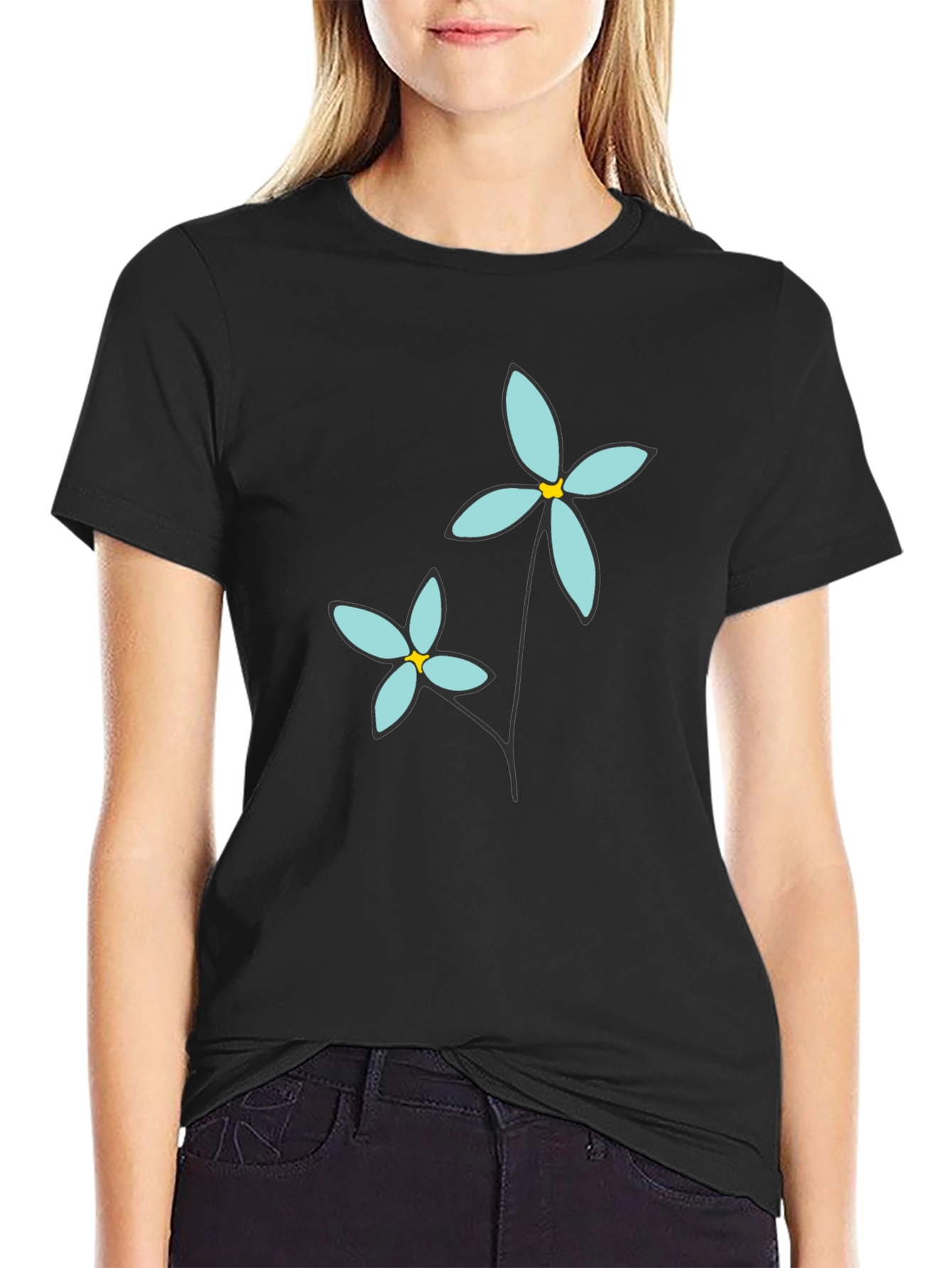 Floral Graphic Print Crew Neck T-Shirt