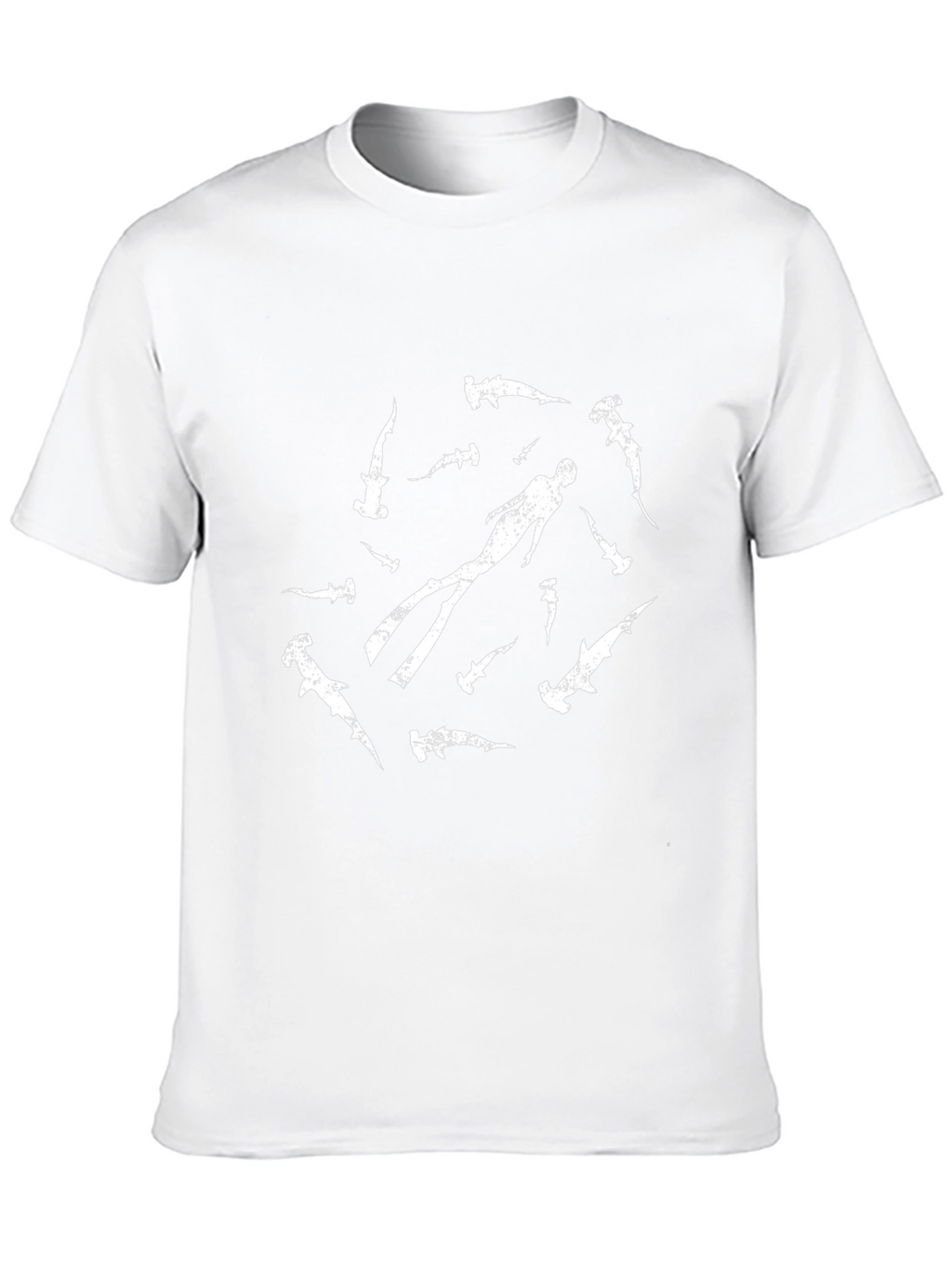 Hammerhead Shark Diver T-Shirt - Black Cotton